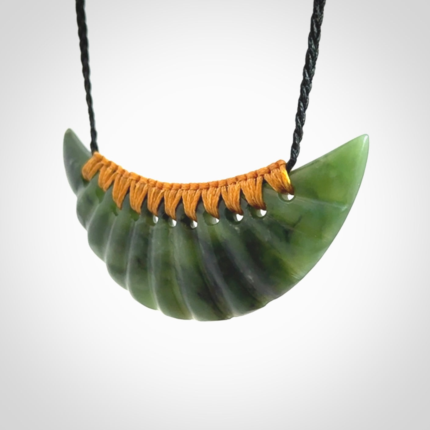 A Gorgeous New Zealand Jade Half-Shield Pendant