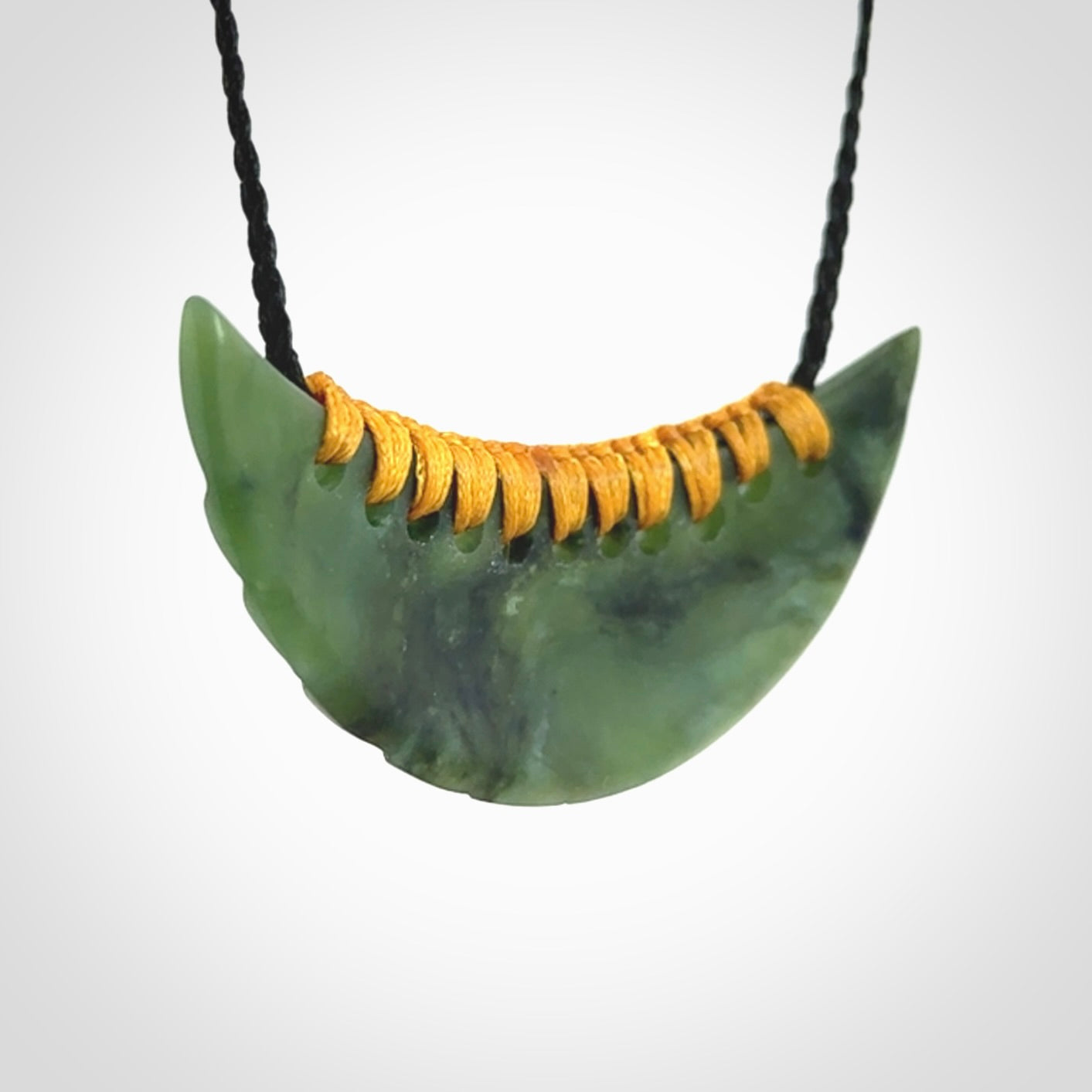 A Gorgeous New Zealand Jade Half-Shield Pendant