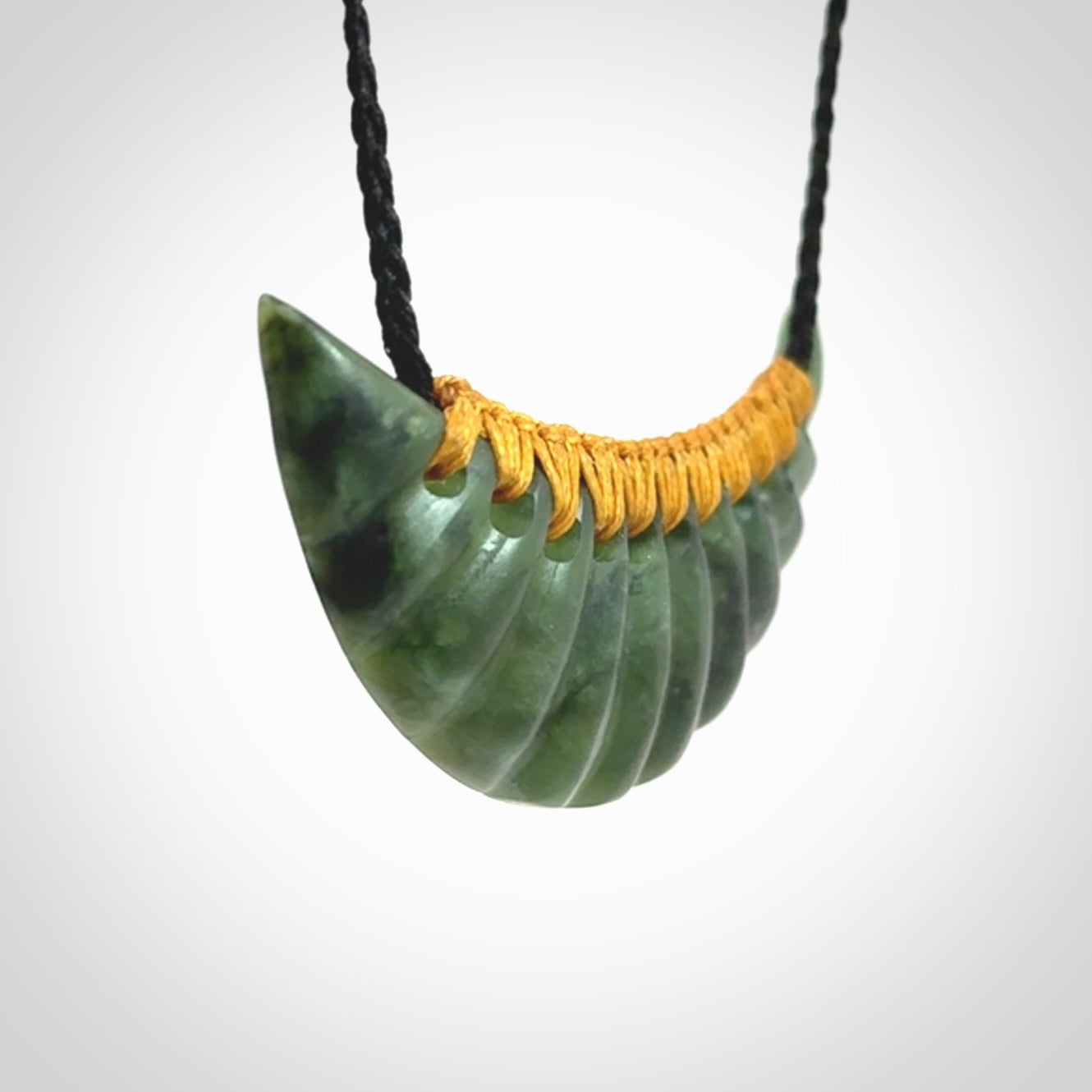 A Gorgeous New Zealand Jade Half-Shield Pendant