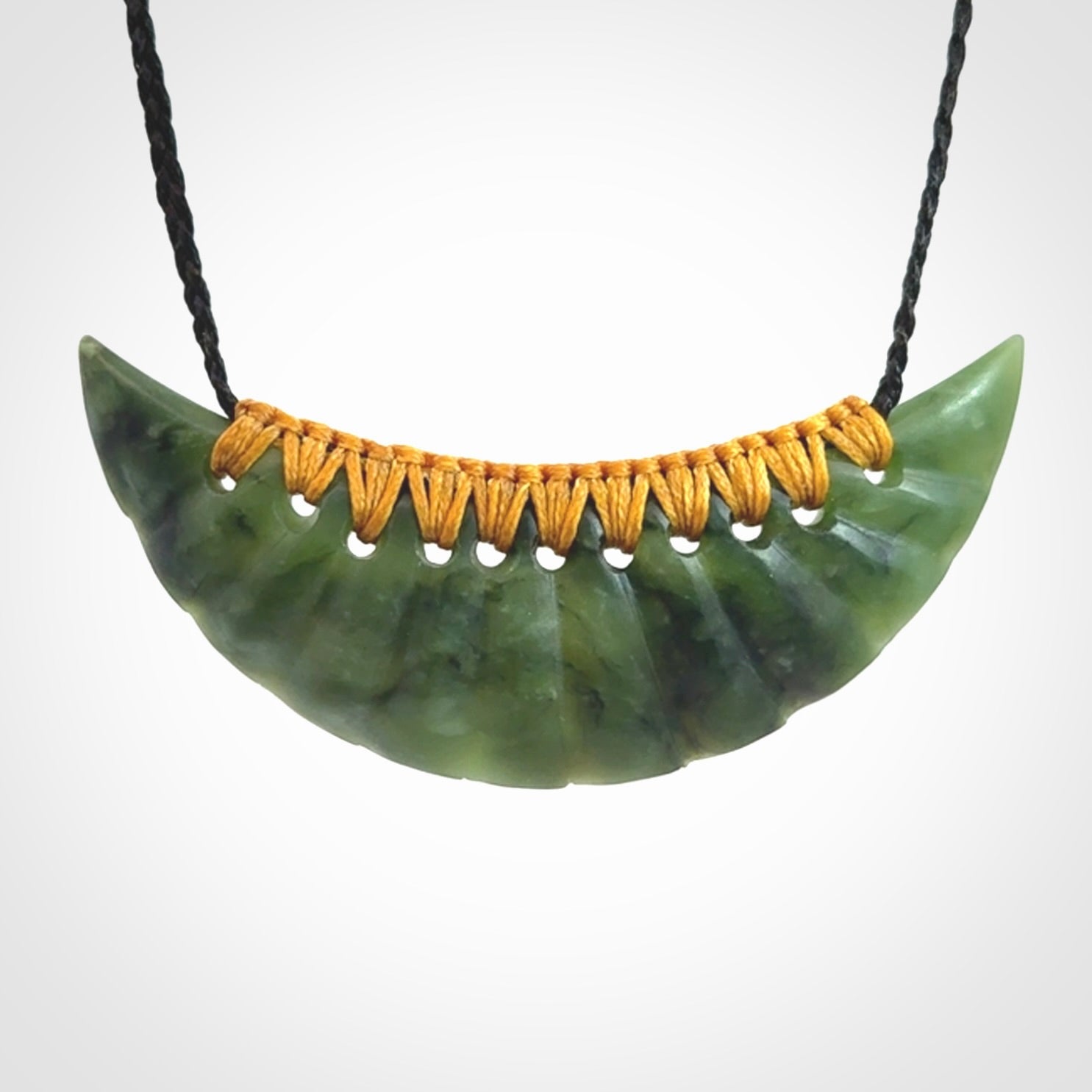 A Gorgeous New Zealand Jade Half-Shield Pendant
