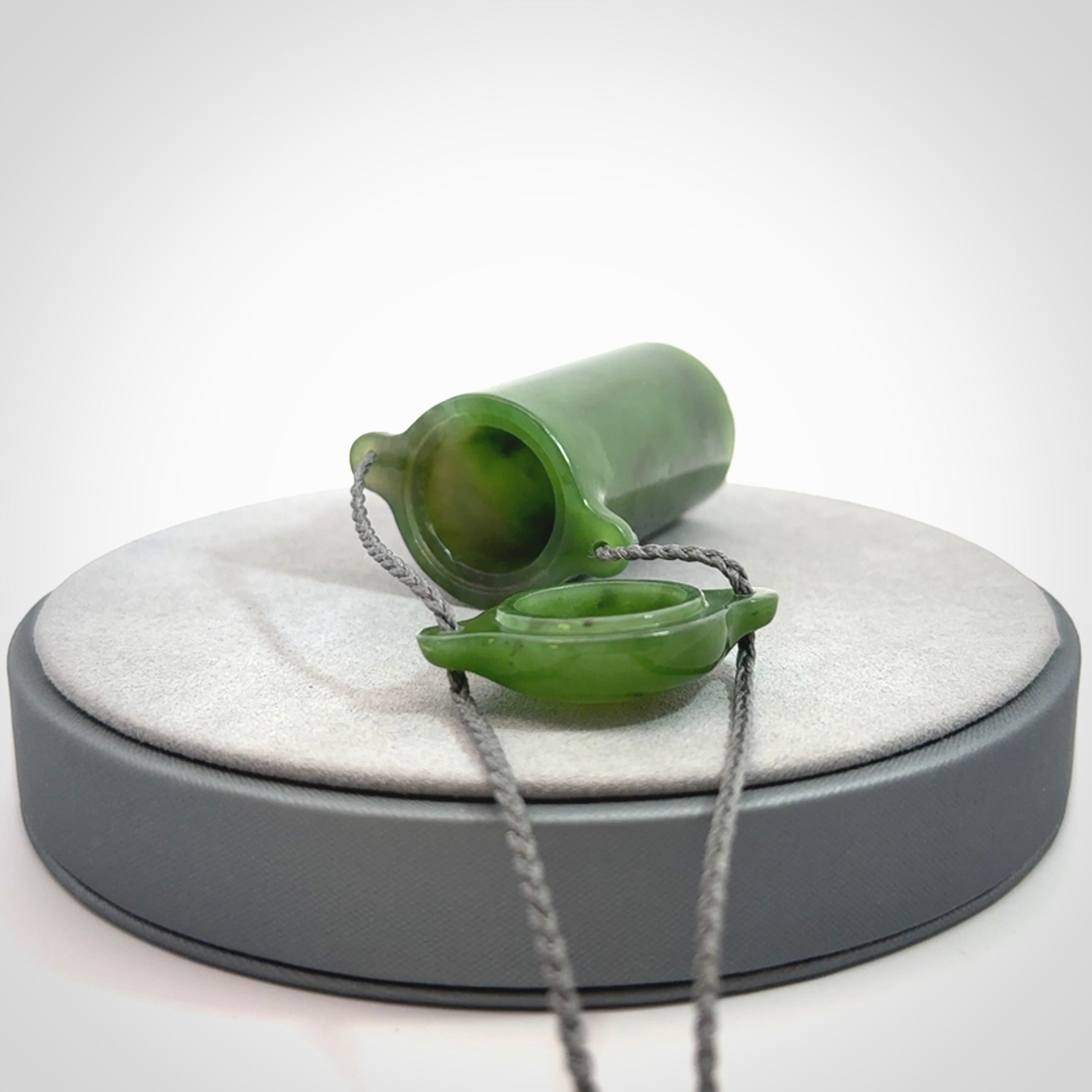 Hand carved British Columbian Jade container pendant