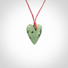 Hand carved small jade heart pendant