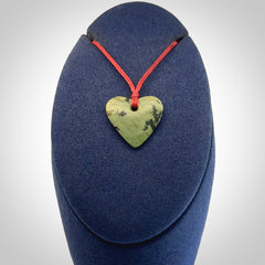 Hand carved small jade heart pendant