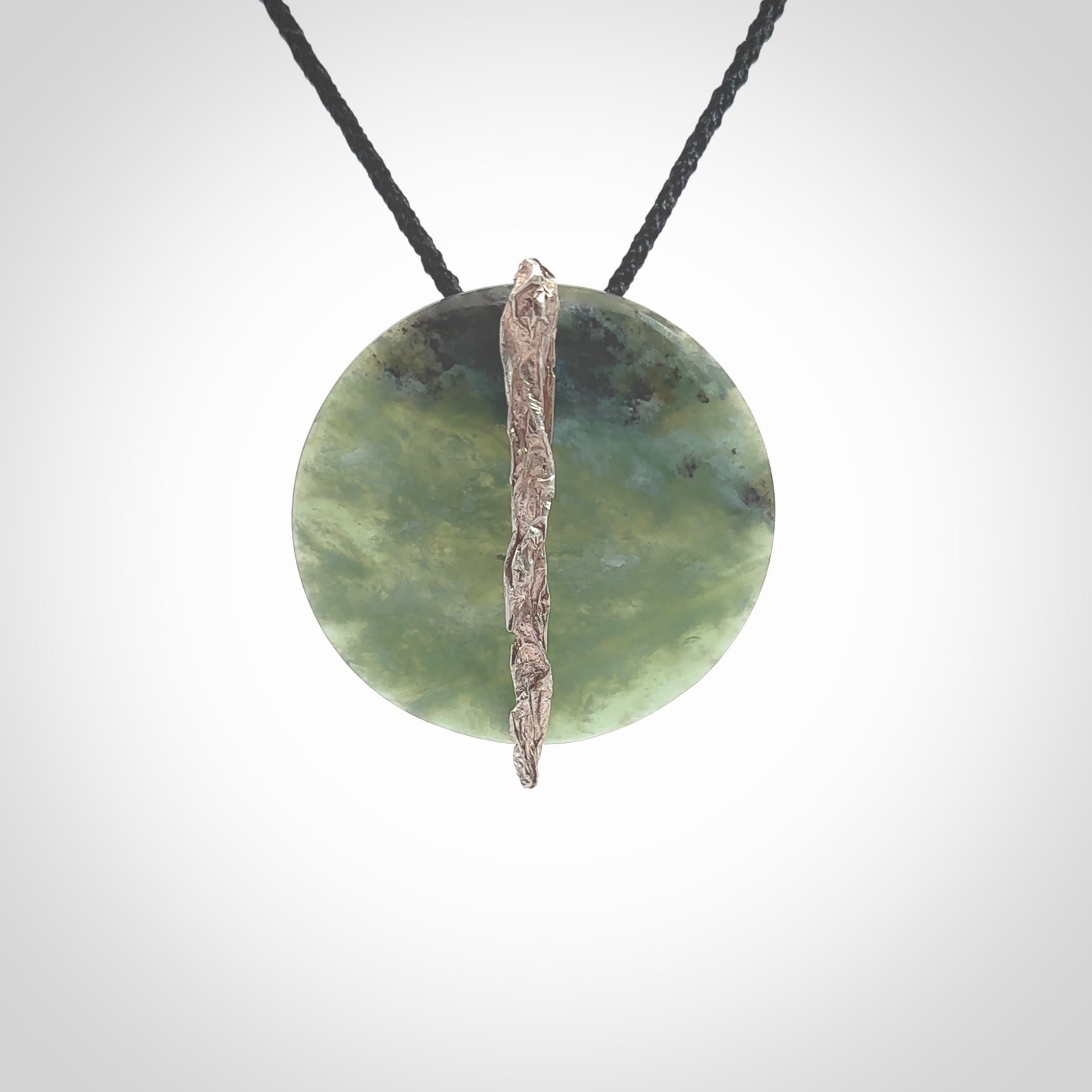 HAND CARVED NEW ZEALAND INANGA JADE DISC WITH SILVER SHARD PENDANT – NZ ...