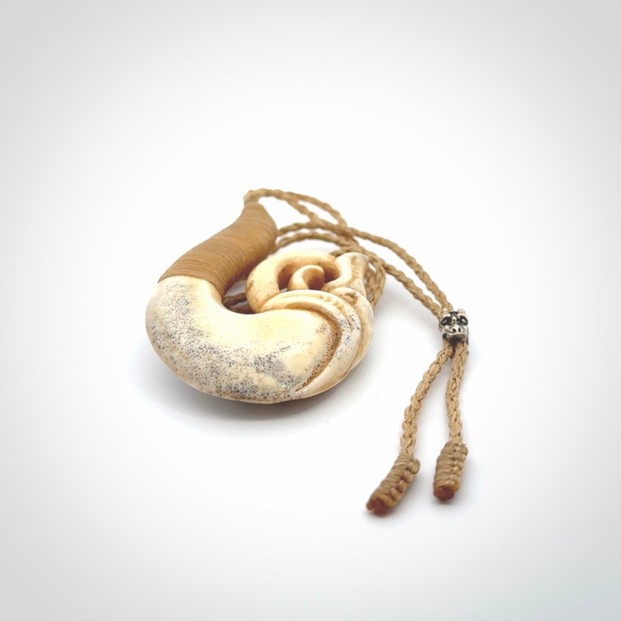 This is a wonderful pendant carved from Deer Antler. Hand made by Anthony Bray-Heta. Order yours now on NZ Pacific at www.nzpacific.com