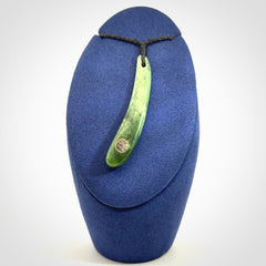 This is a wonderful New Zealand Jade drop pendant with black mother of pearl and brass inlay.