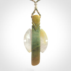 This is a wonderful New Zealand Jade and Mother of Pearl drop pendant.