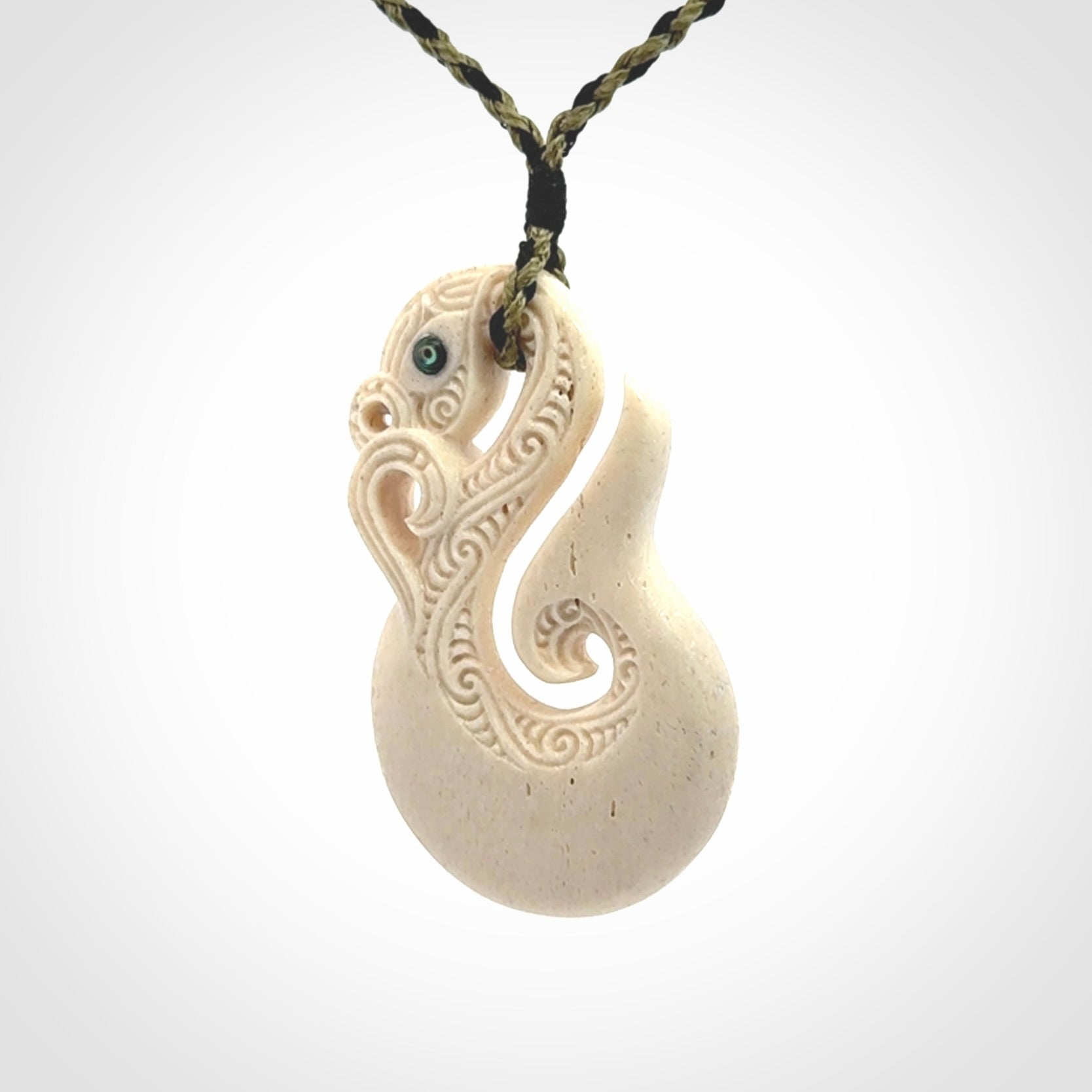 Hand Carved Whale Bone Manaia Pendant