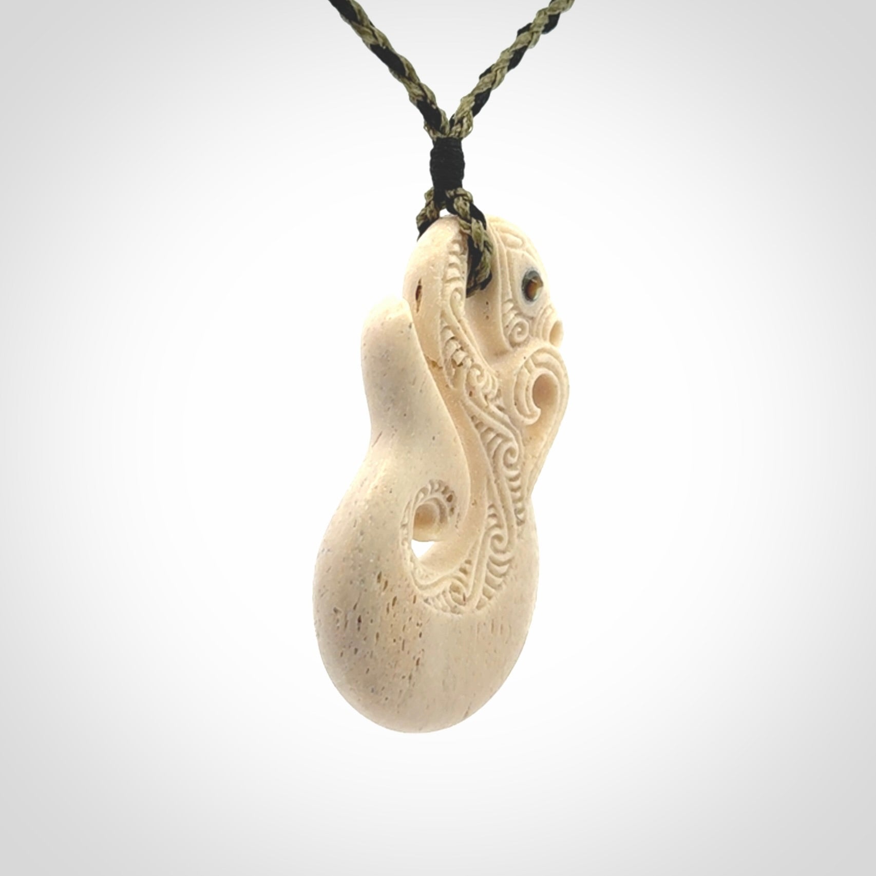 Hand Carved Whale Bone Manaia Pendant
