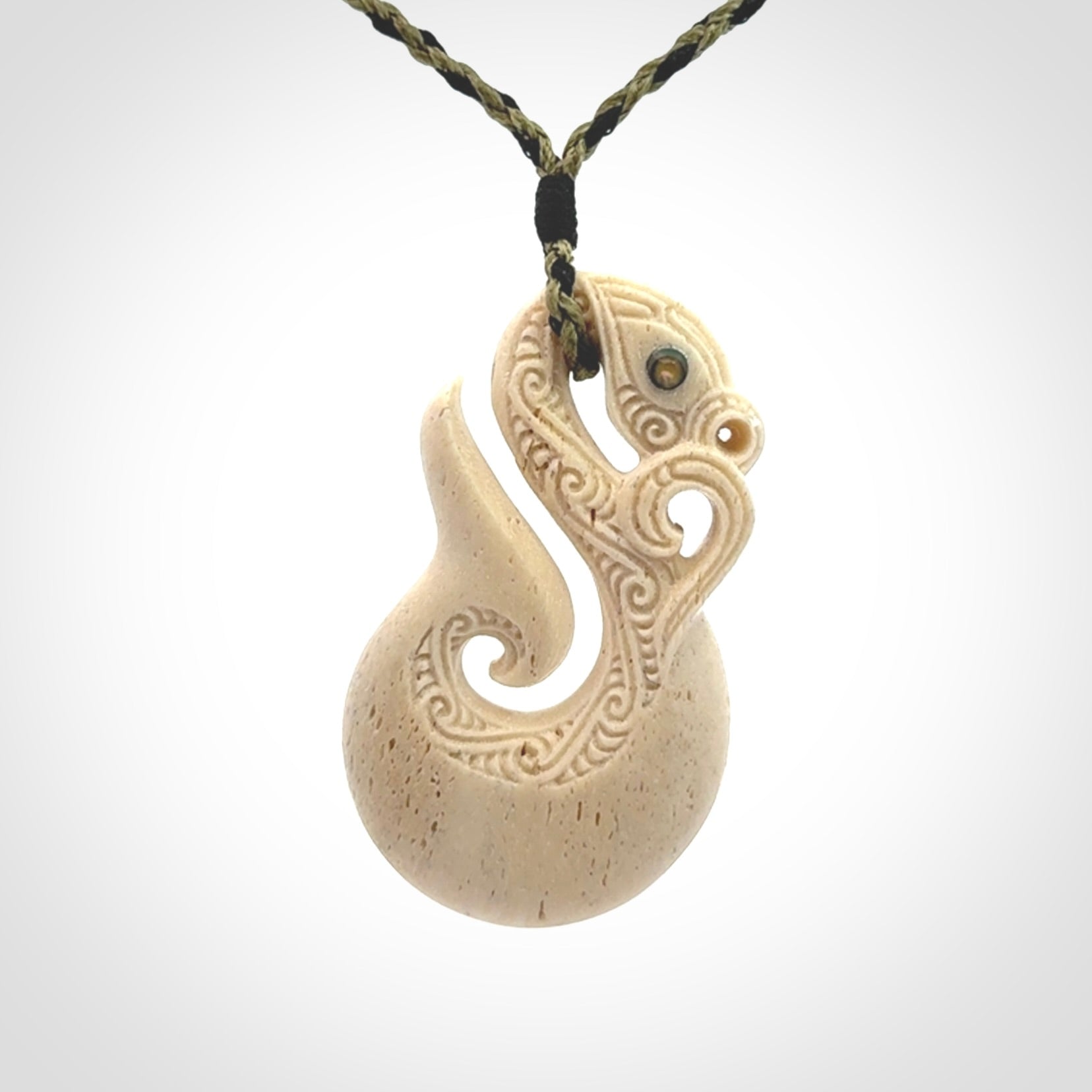 Hand Carved Whale Bone Manaia Pendant