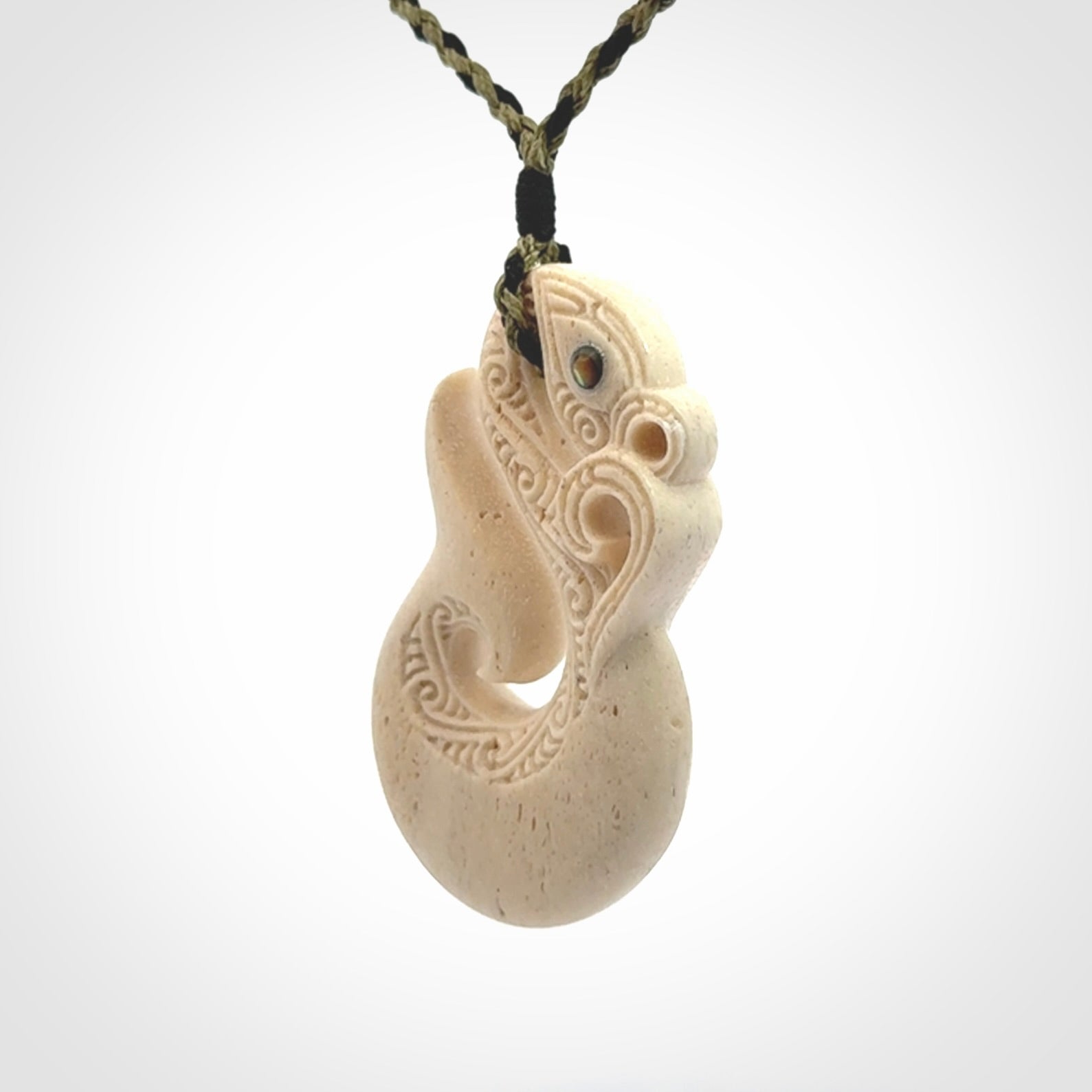 Hand Carved Whale Bone Manaia Pendant