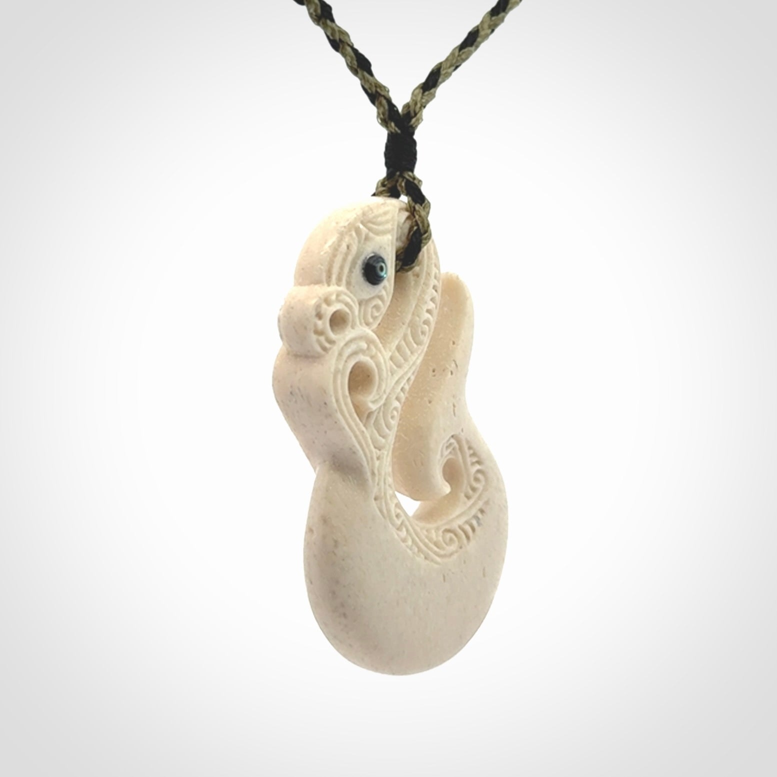 Hand Carved Whale Bone Manaia Pendant