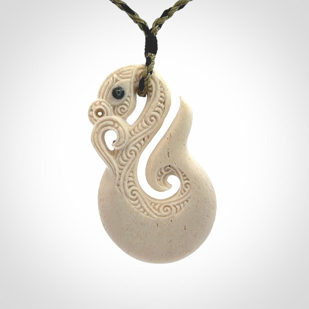 Hand Carved Whale Bone Manaia Pendant
