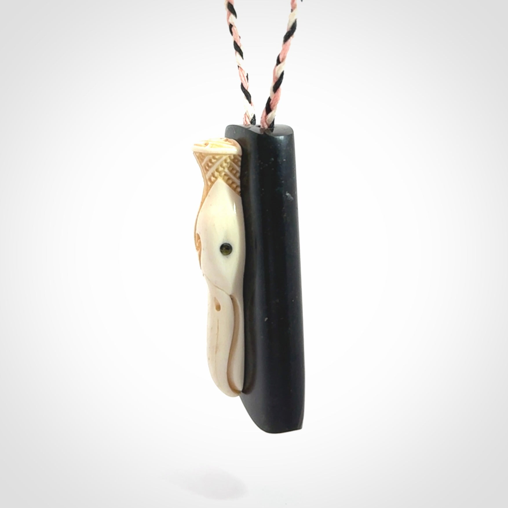 A Wonderful Albatross Pendant, Hand carved in Bone and Jade