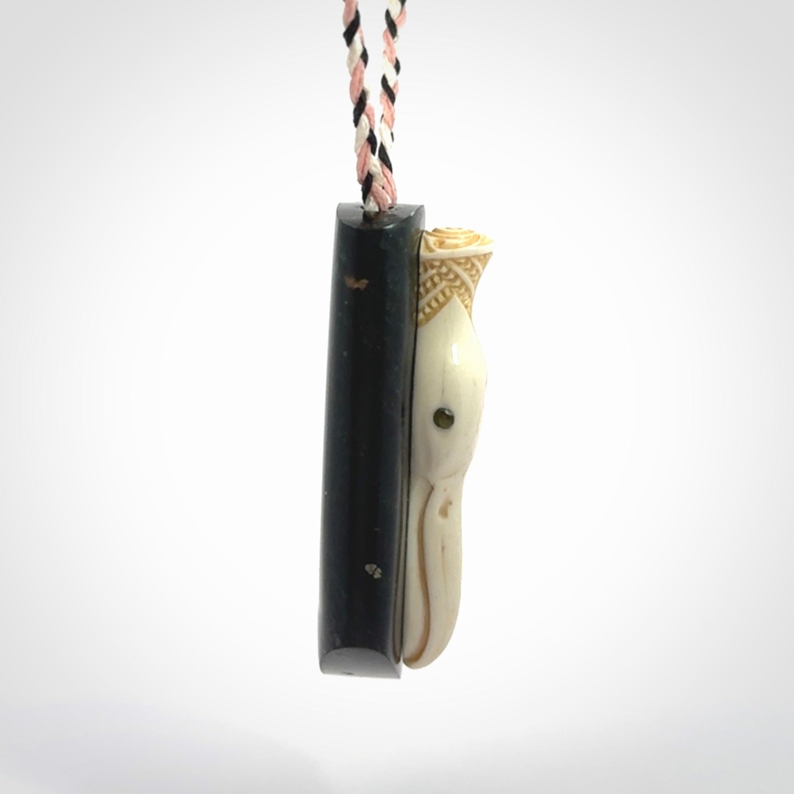 A Wonderful Albatross Pendant, Hand carved in Bone and Jade