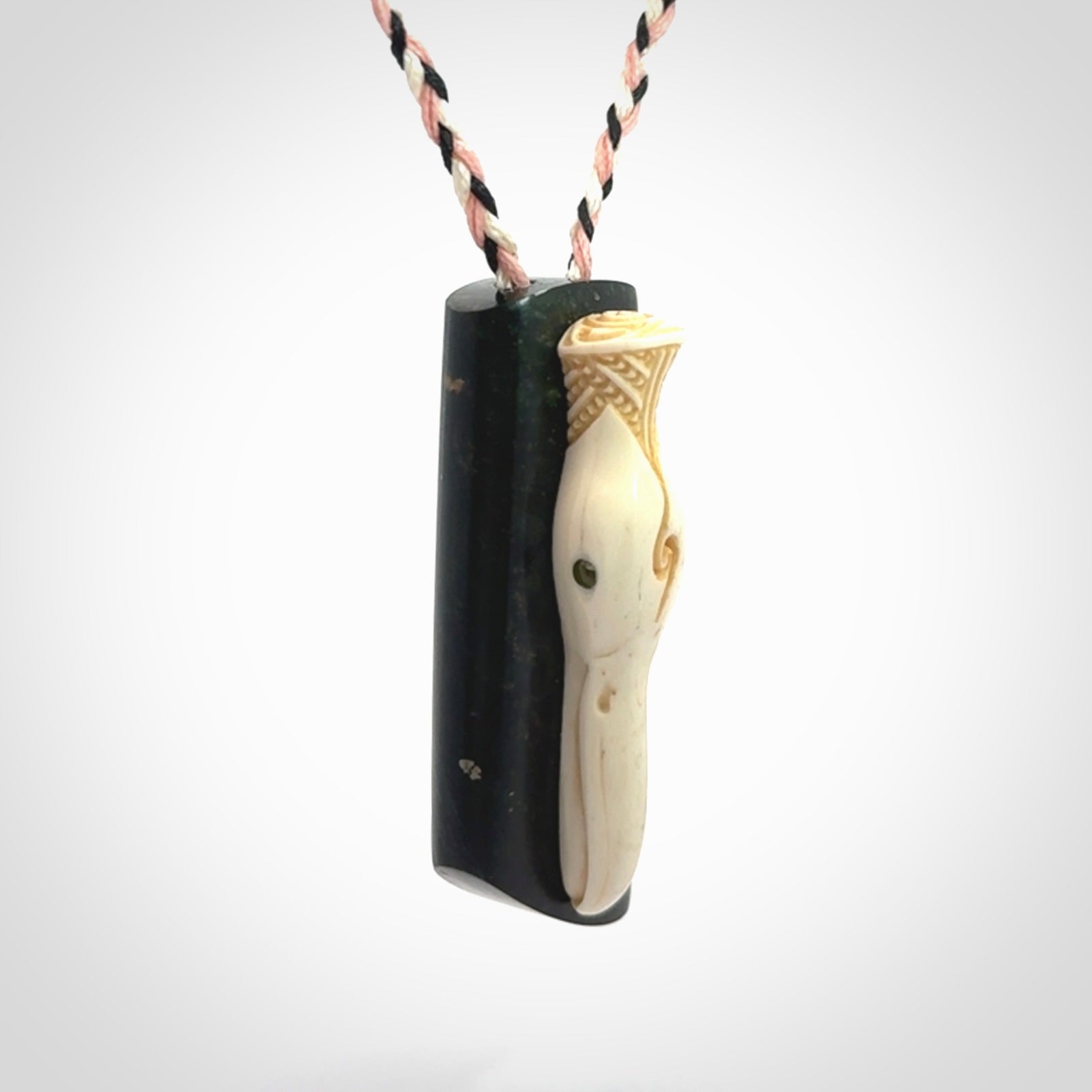 A Wonderful Albatross Pendant, Hand carved in Bone and Jade