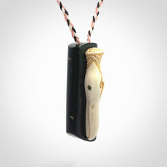 A Wonderful Albatross Pendant, Hand carved in Bone and Jade