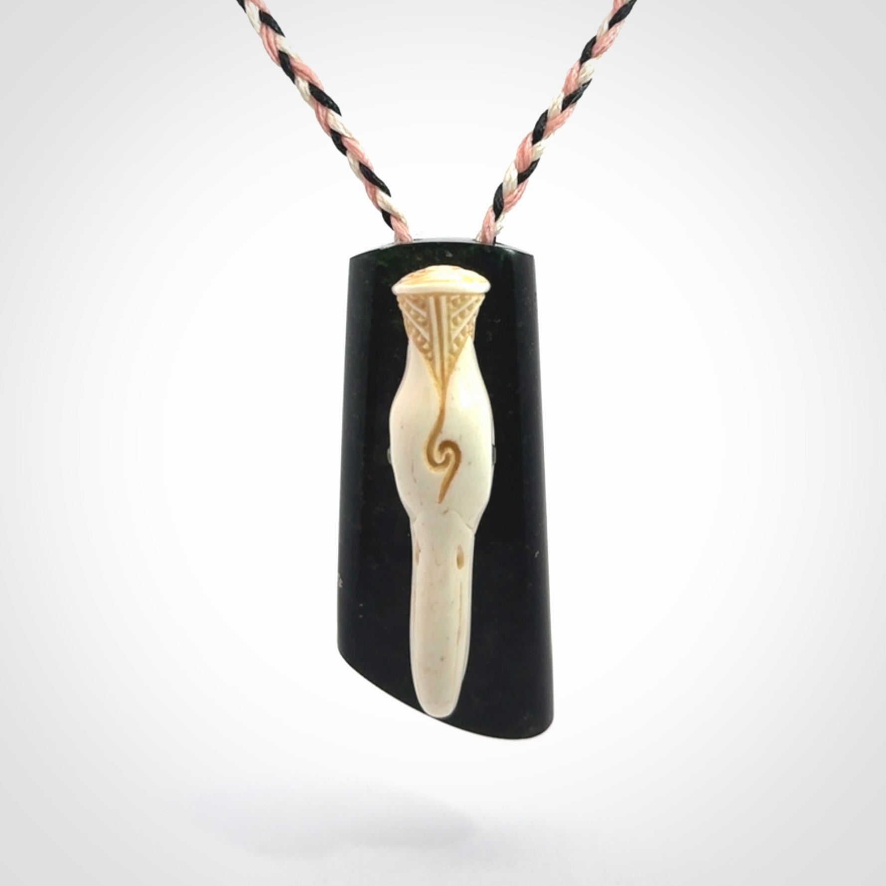 A Wonderful Albatross Pendant, Hand carved in Bone and Jade