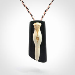 A Wonderful Albatross Pendant, Hand carved in Bone and Jade