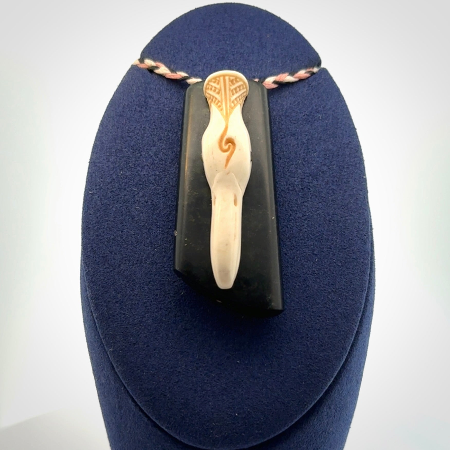 A Wonderful Albatross Pendant, Hand carved in Bone and Jade