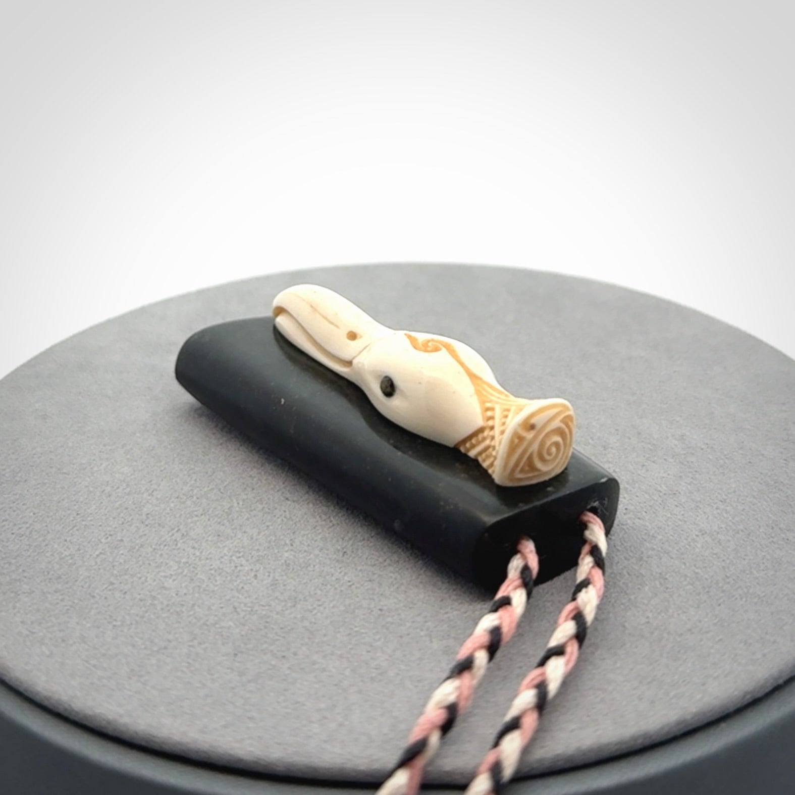 A Wonderful Albatross Pendant, Hand carved in Bone and Jade