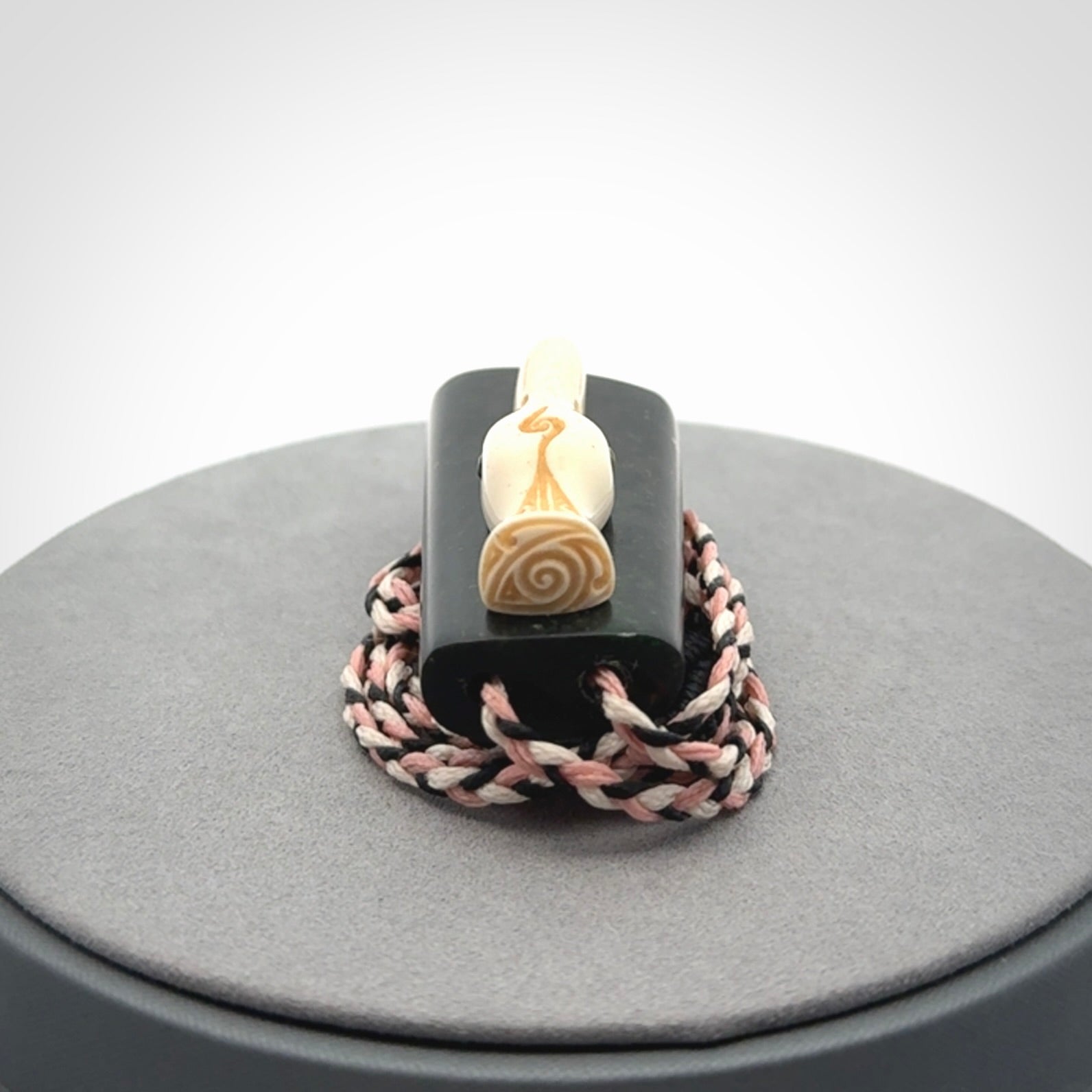 A Wonderful Albatross Pendant, Hand carved in Bone and Jade