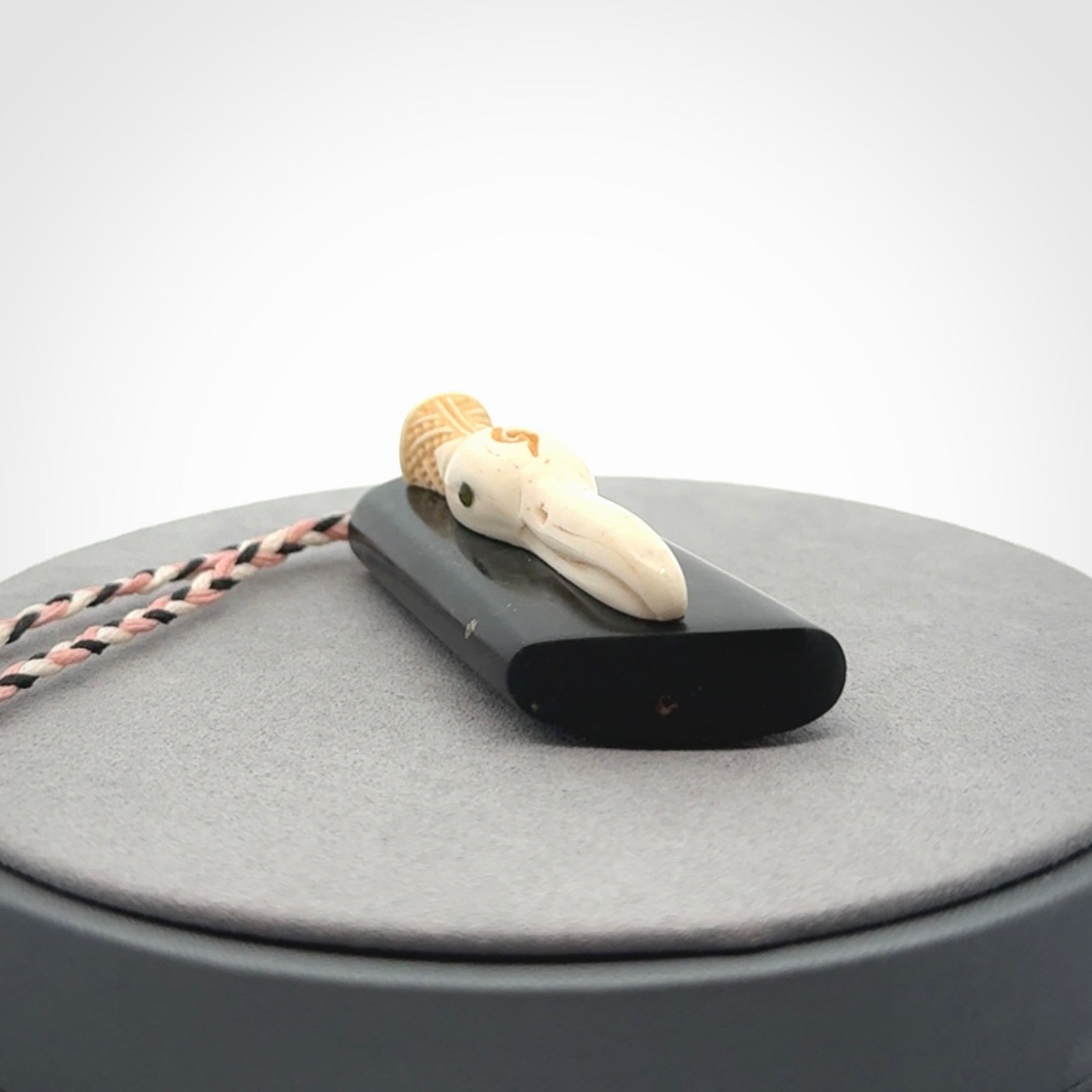 A Wonderful Albatross Pendant, Hand carved in Bone and Jade