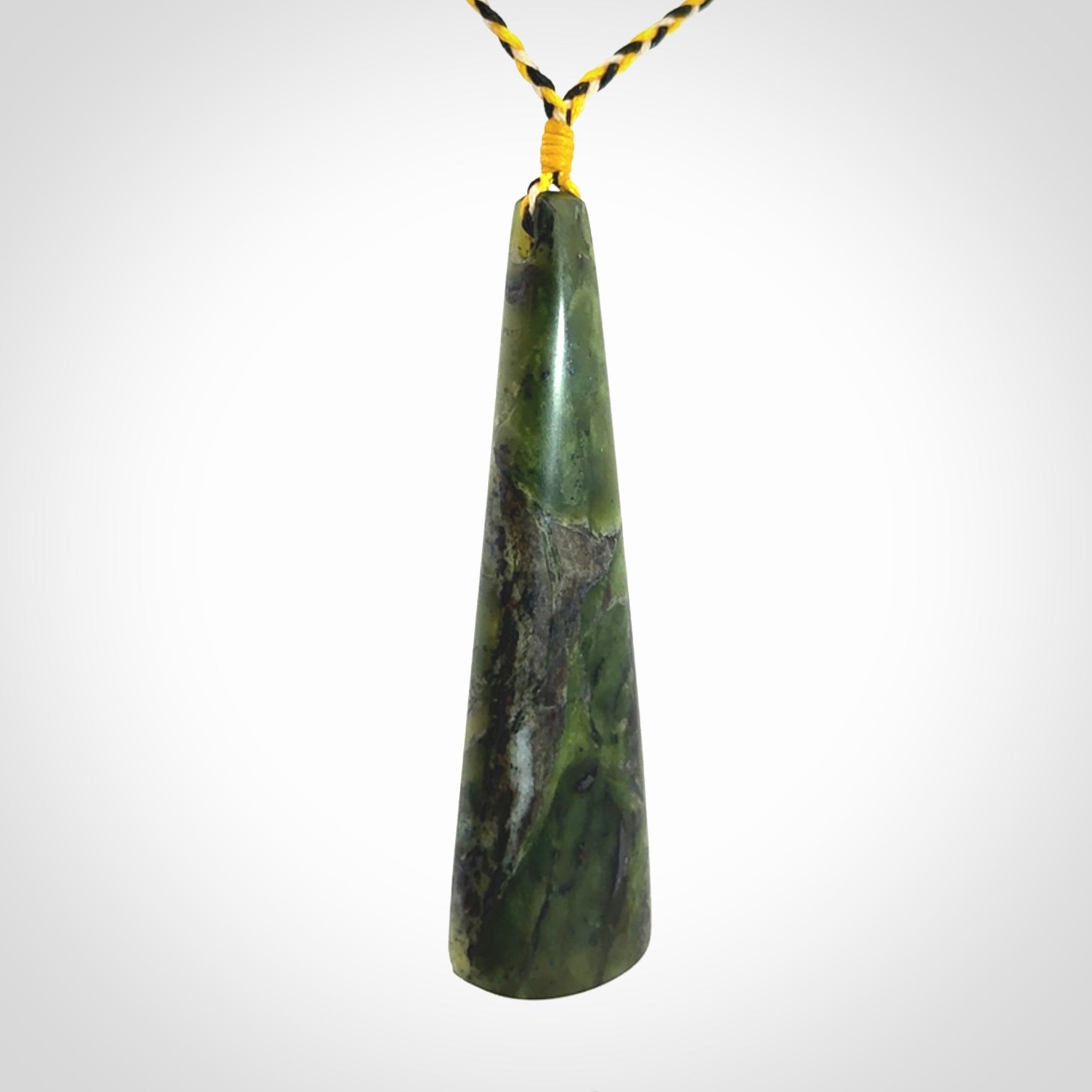 A Beautiful White Heron pendant, hand carved in Jade and Bone
