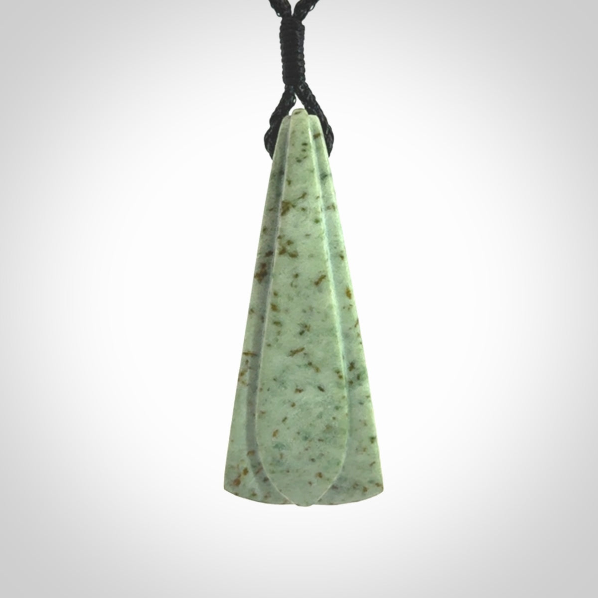 This is a wonderful New Zealand Kokopu Jade drop pendant.