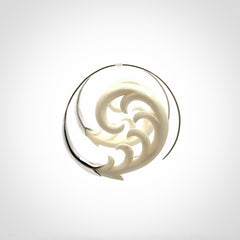 Hand carved earrings made from bone with sterling silver. NZ Pacific earrings for sale online.
