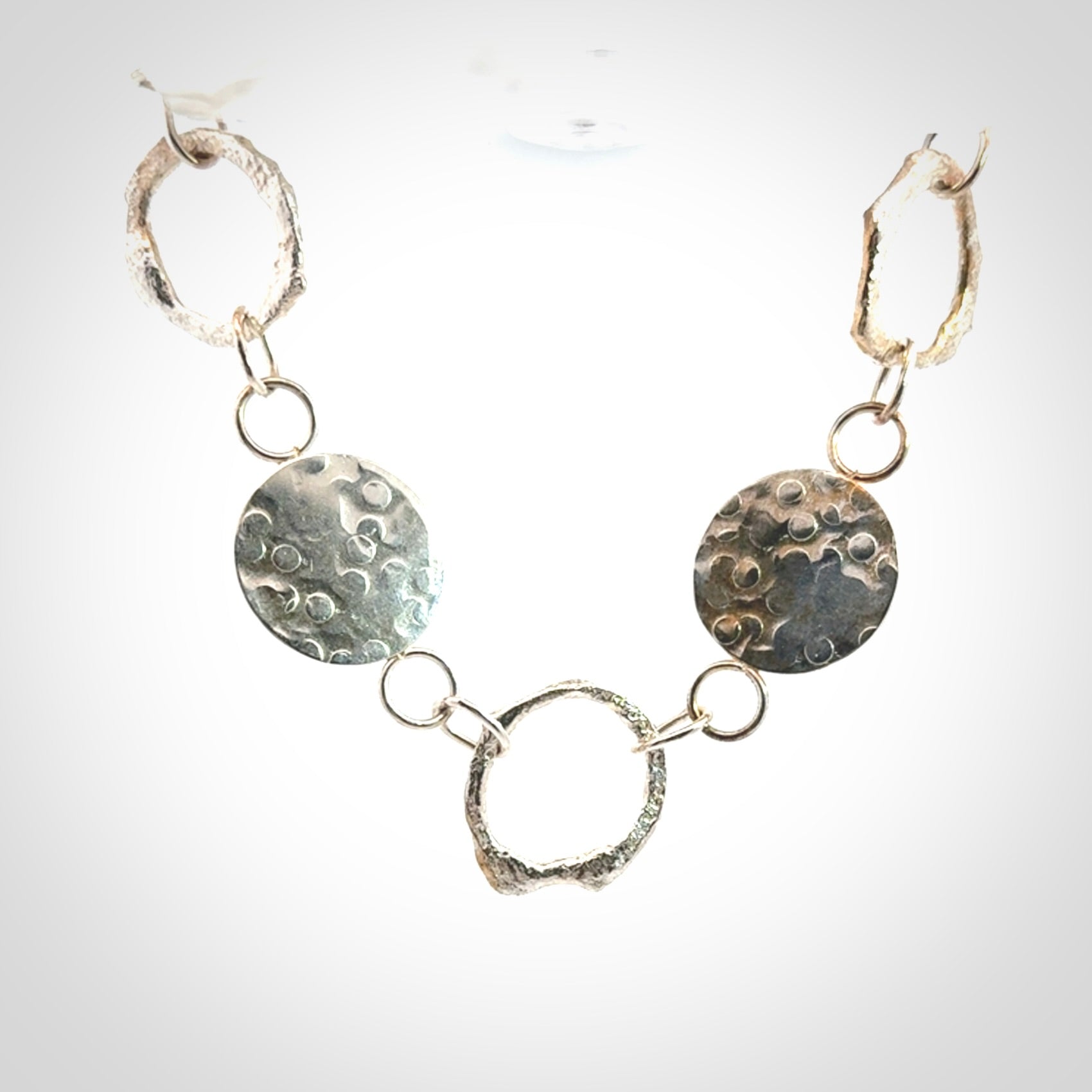 A photo of a sterling silver fashionable chain with New Zealand Jade. This is stylish womens statement piece - hand crafted here in New Zealand.