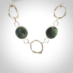 A photo of a sterling silver fashionable chain with New Zealand Jade. This is stylish womens statement piece - hand crafted here in New Zealand.
