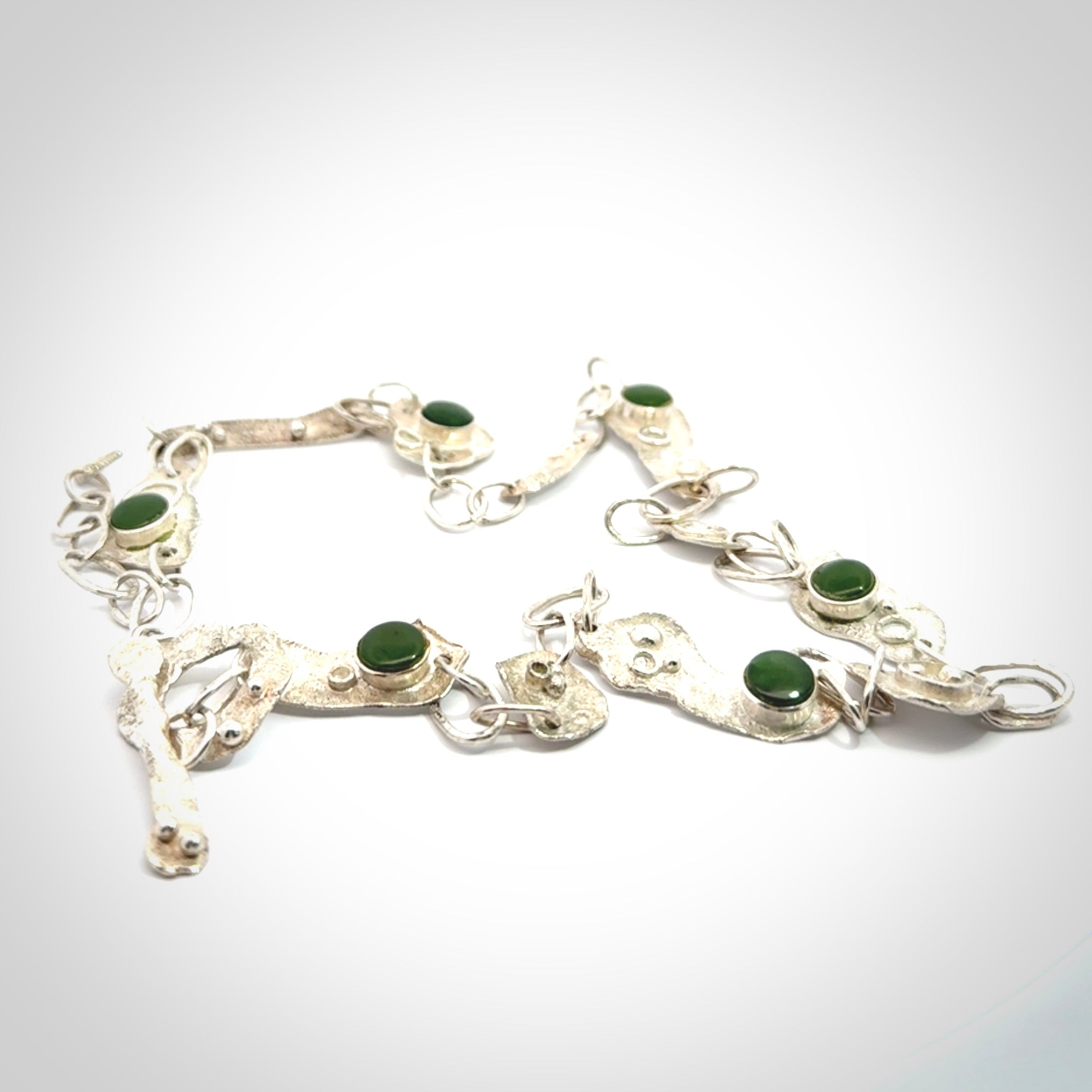 A photo of a sterling silver fashionable chain with New Zealand Jade. This is stylish womens statement piece - hand crafted here in New Zealand.