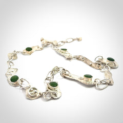 A photo of a sterling silver fashionable chain with New Zealand Jade. This is stylish womens statement piece - hand crafted here in New Zealand.