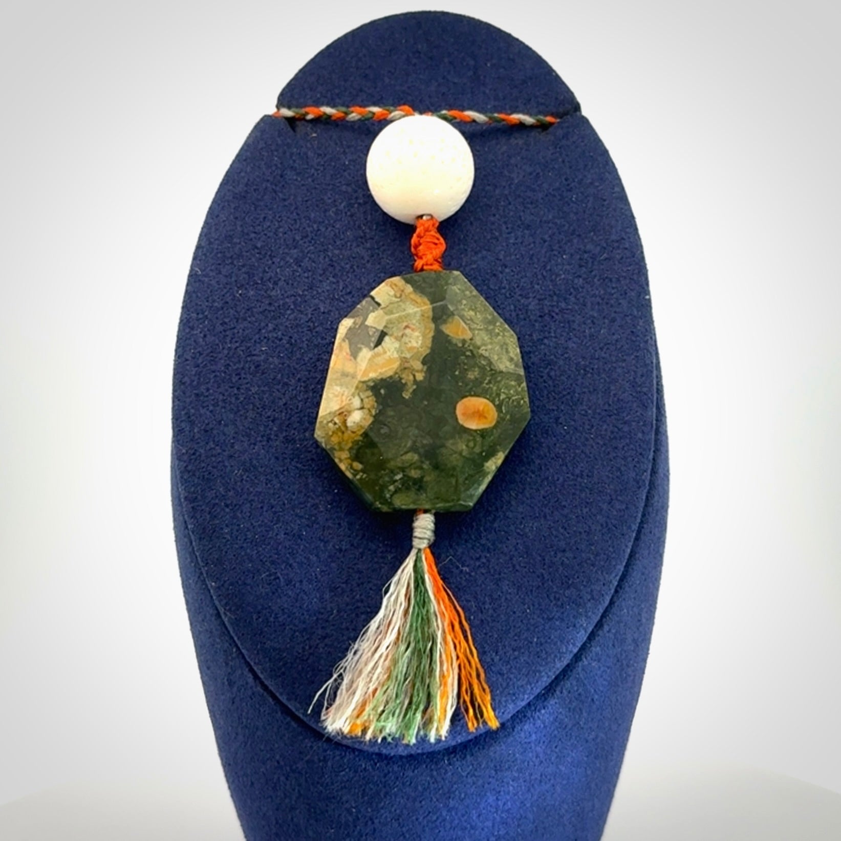 Rainforest Jasper with White Coral drop pendant.
