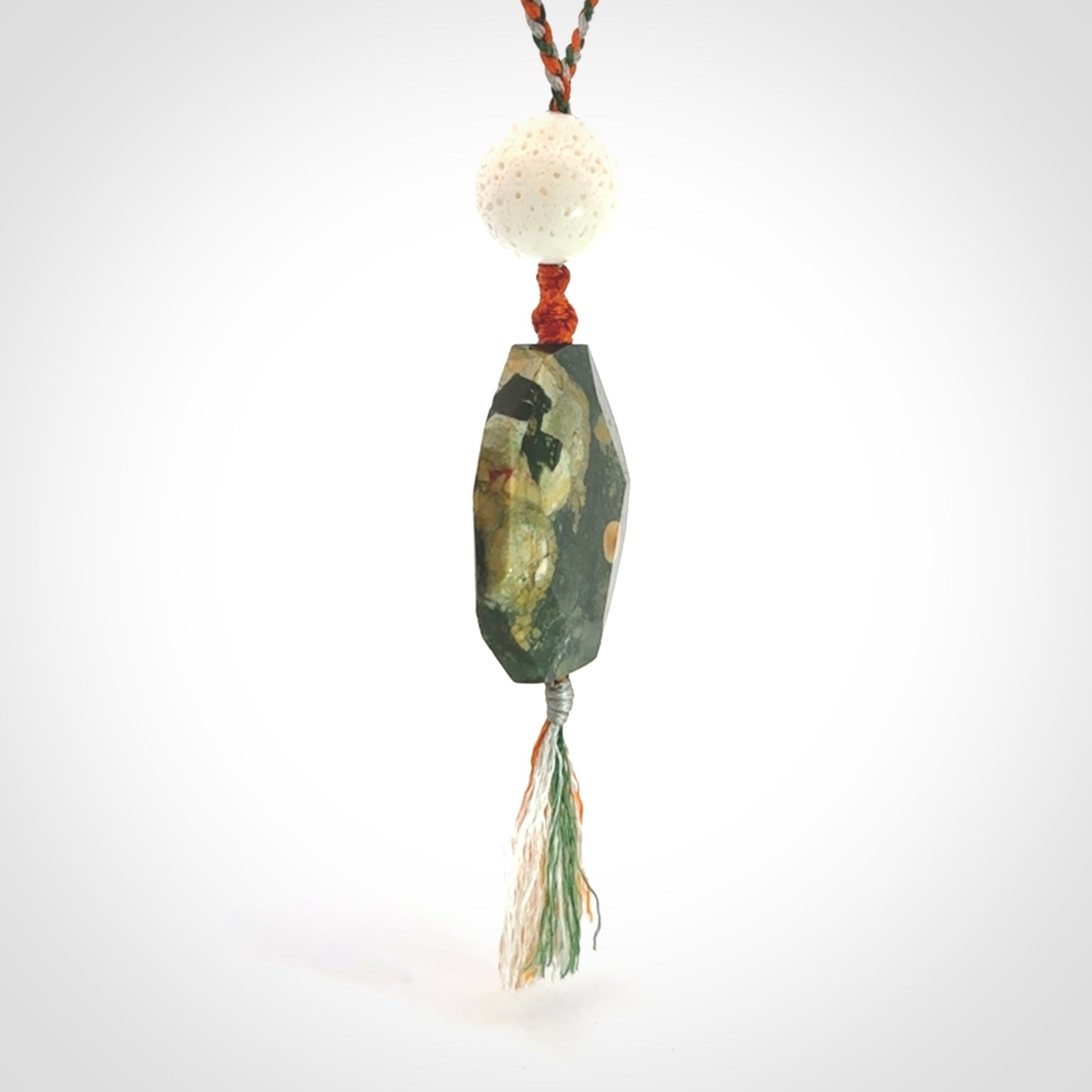 Rainforest Jasper with White Coral drop pendant.