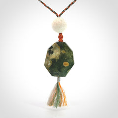 Rainforest Jasper with White Coral drop pendant.