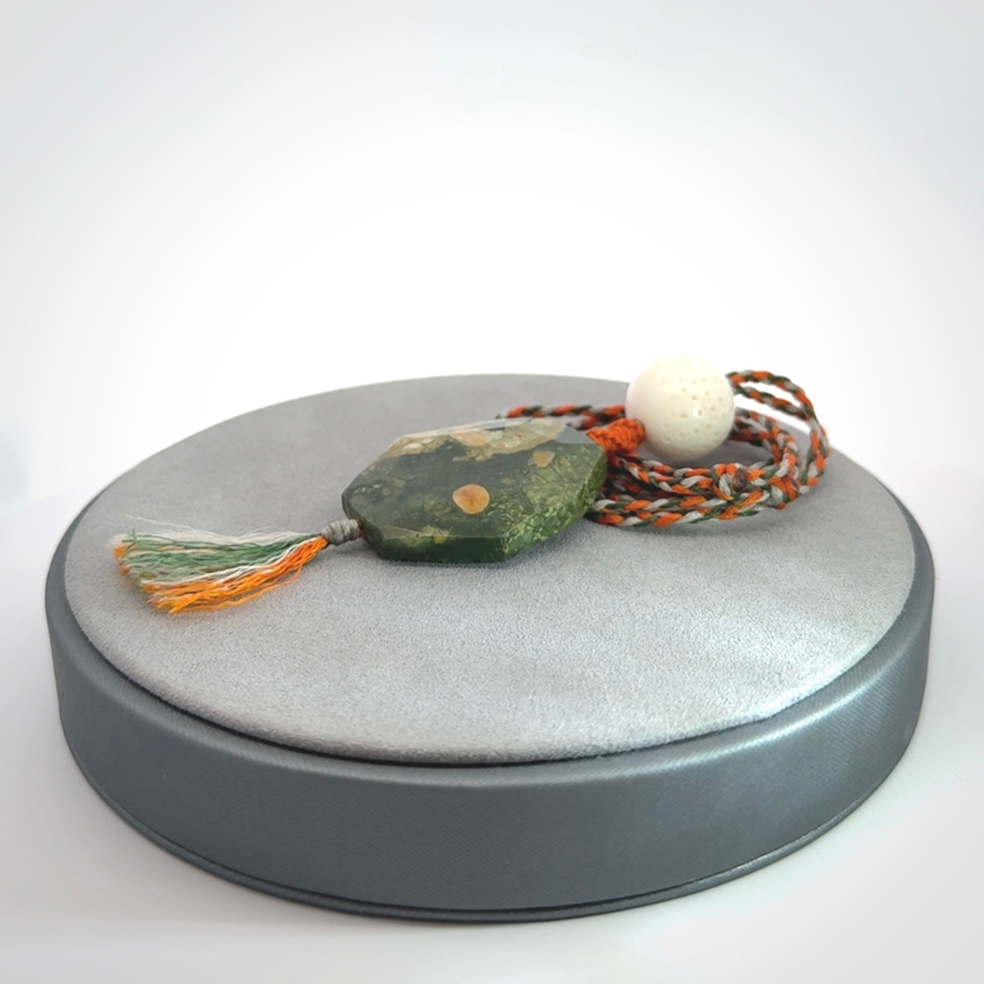 Rainforest Jasper with White Coral drop pendant.