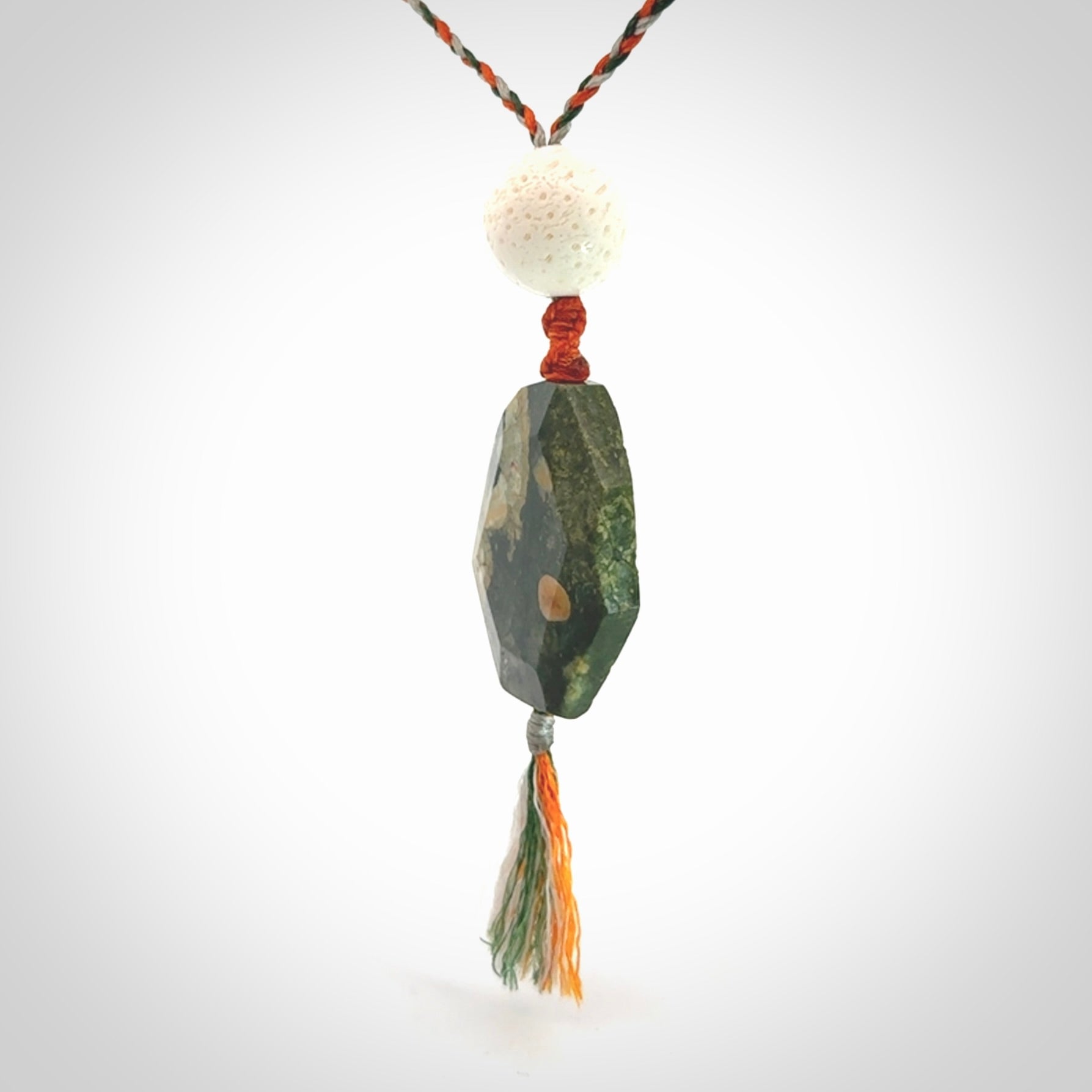 Rainforest Jasper with White Coral drop pendant.