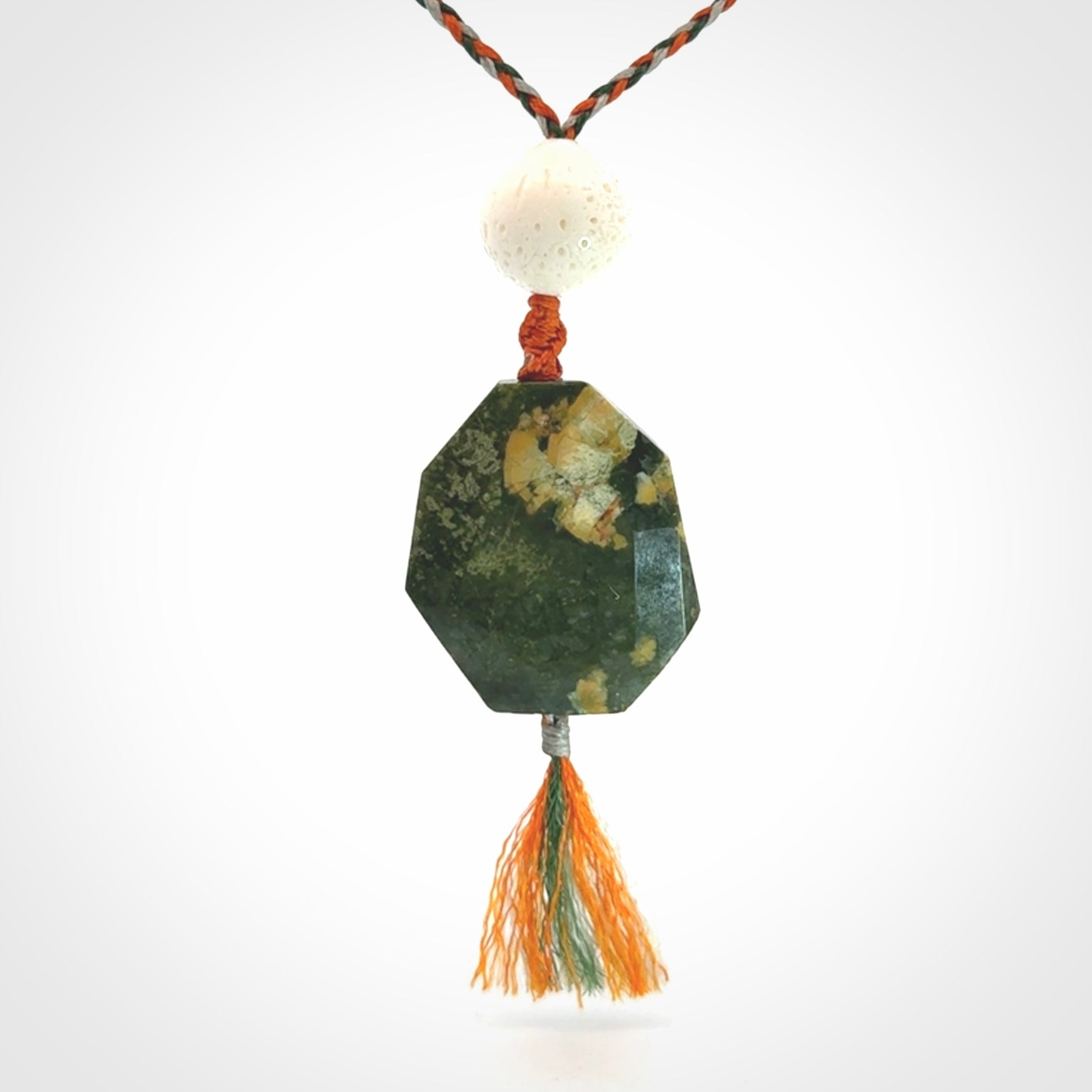 Rainforest Jasper with White Coral drop pendant.