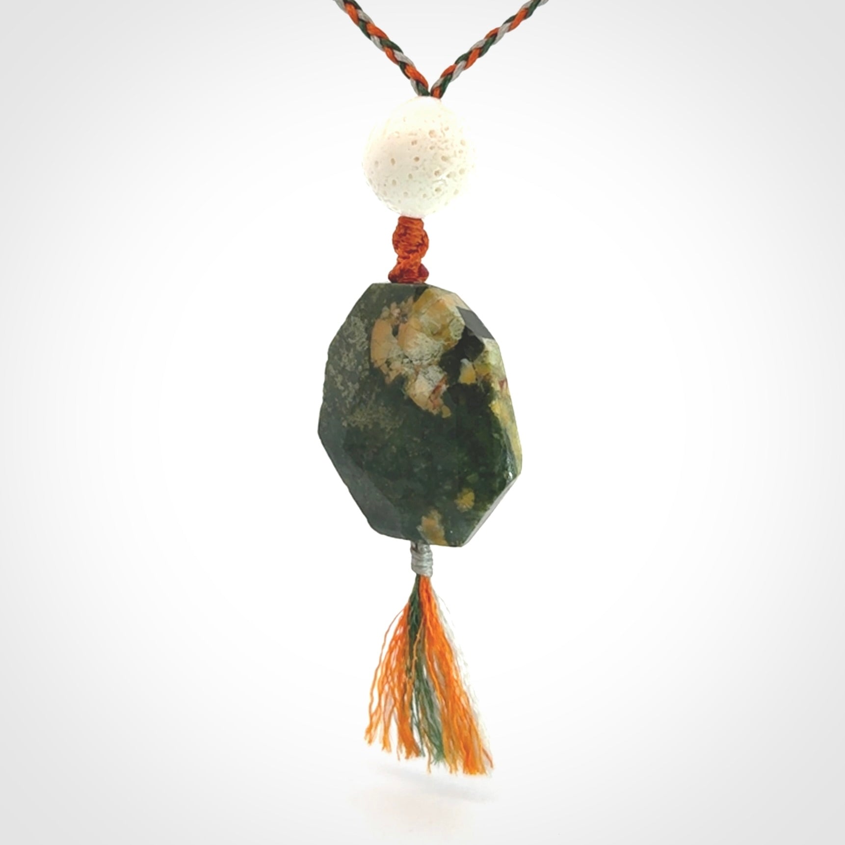 Rainforest Jasper with White Coral drop pendant.
