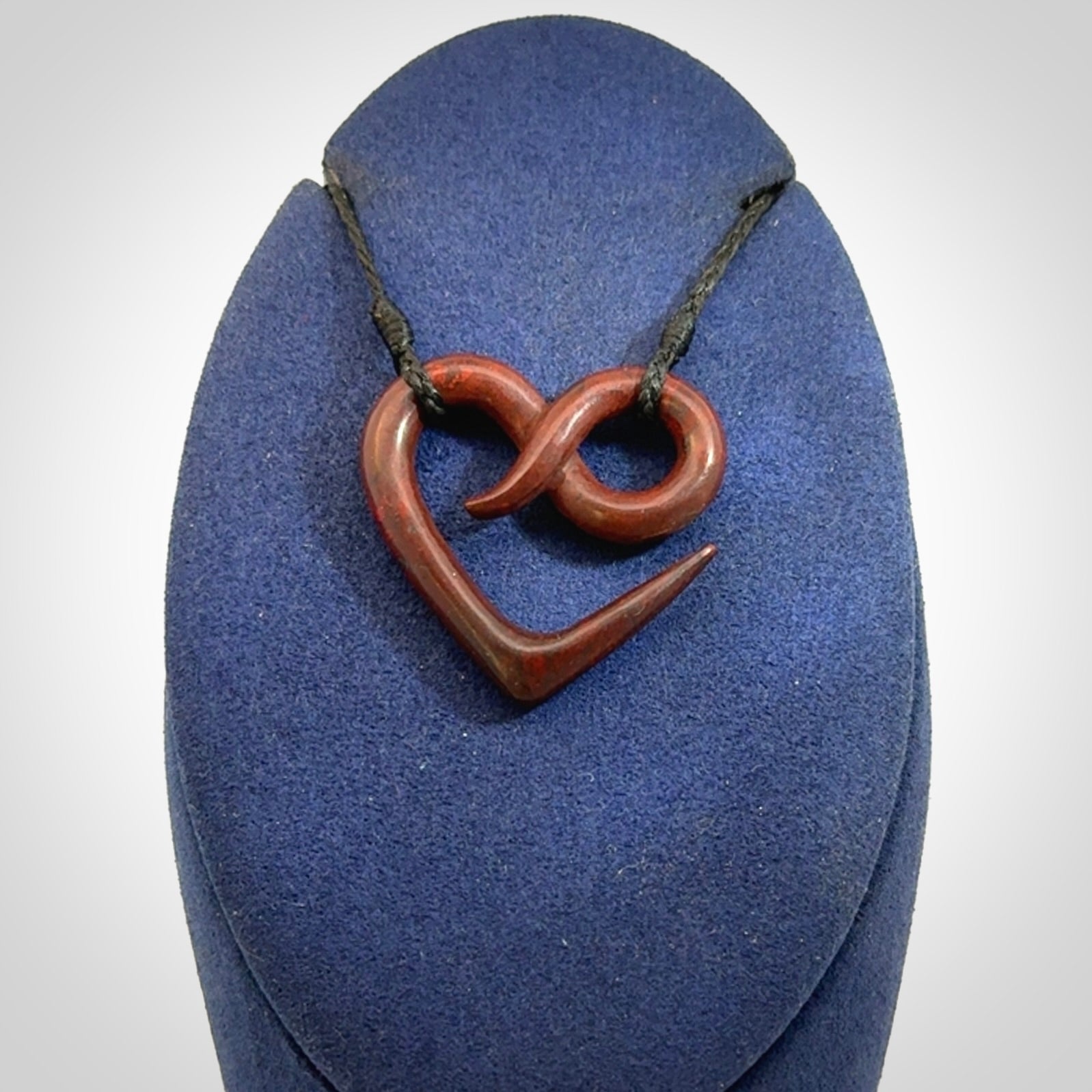 Hand carved Jasper Eternity heart pendant