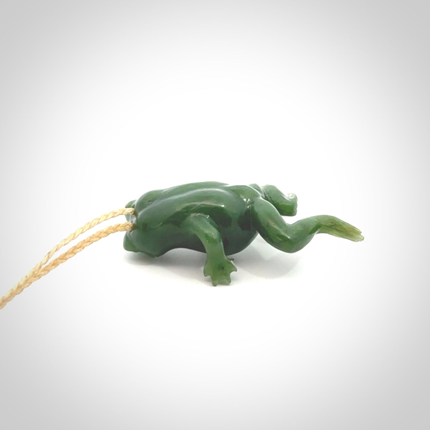 Hand carved jade frog pendant. Hand made amphibian necklace, carved from British Columbian Jade.