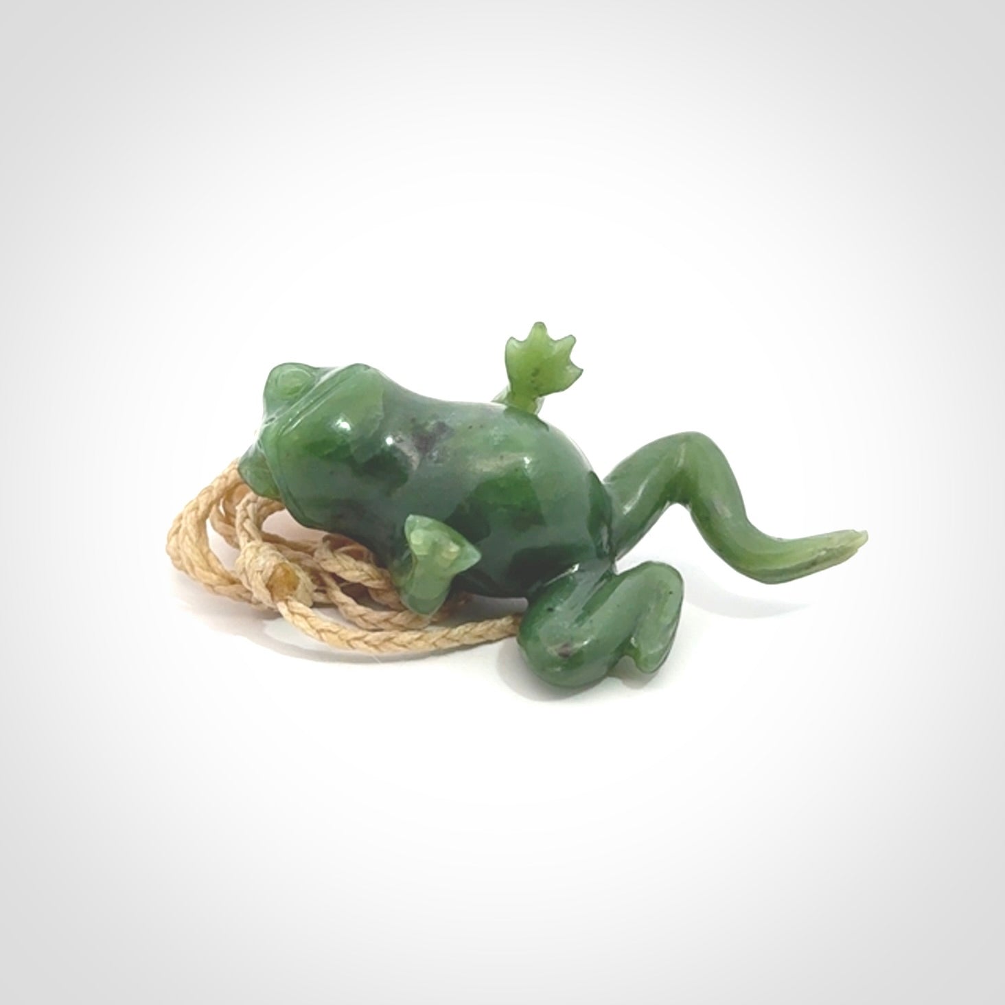 Hand carved jade frog pendant. Hand made amphibian necklace, carved from British Columbian Jade.