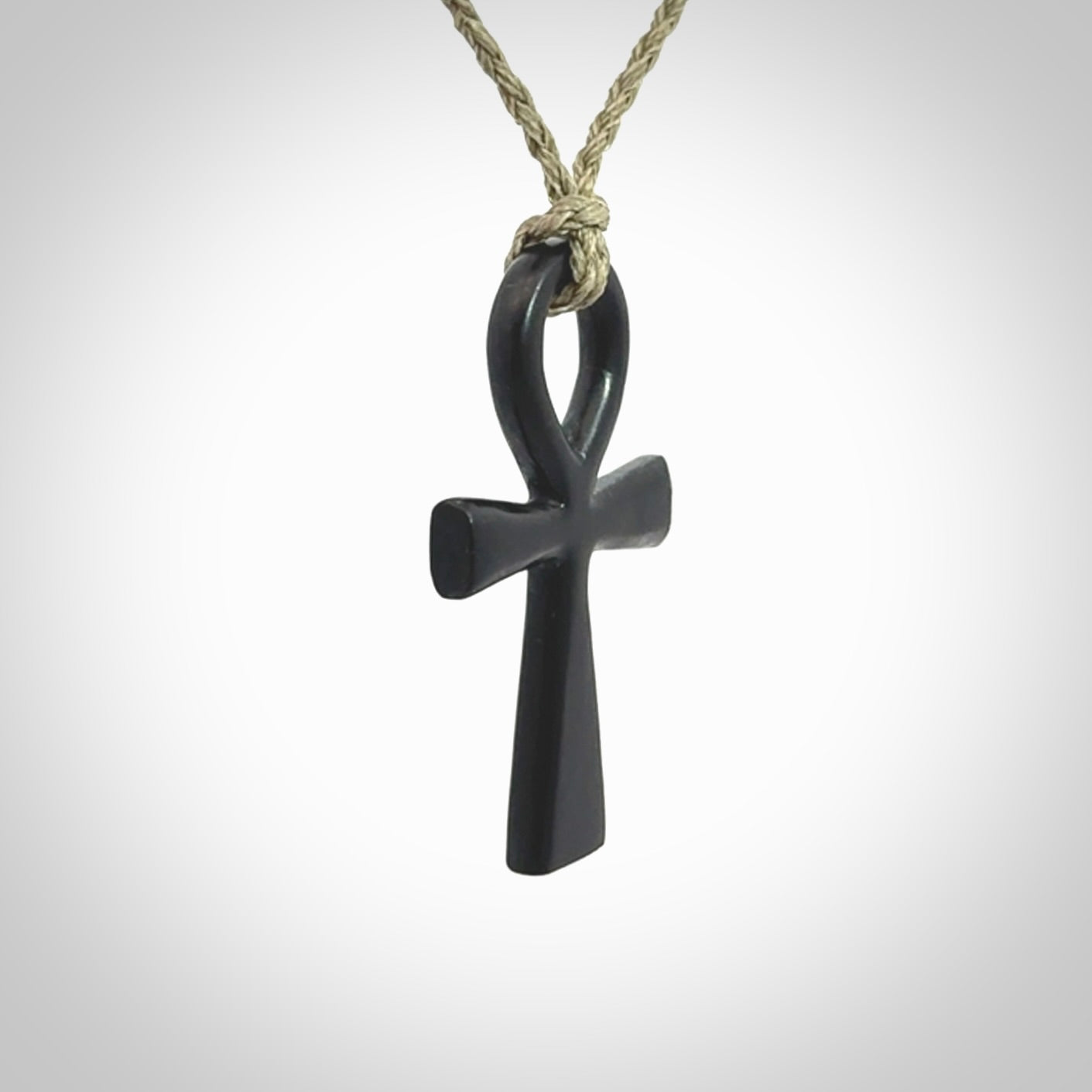 Black jade ankh cross pendant. Handmade jade jewellery made by NZ Pacific and for sale online.