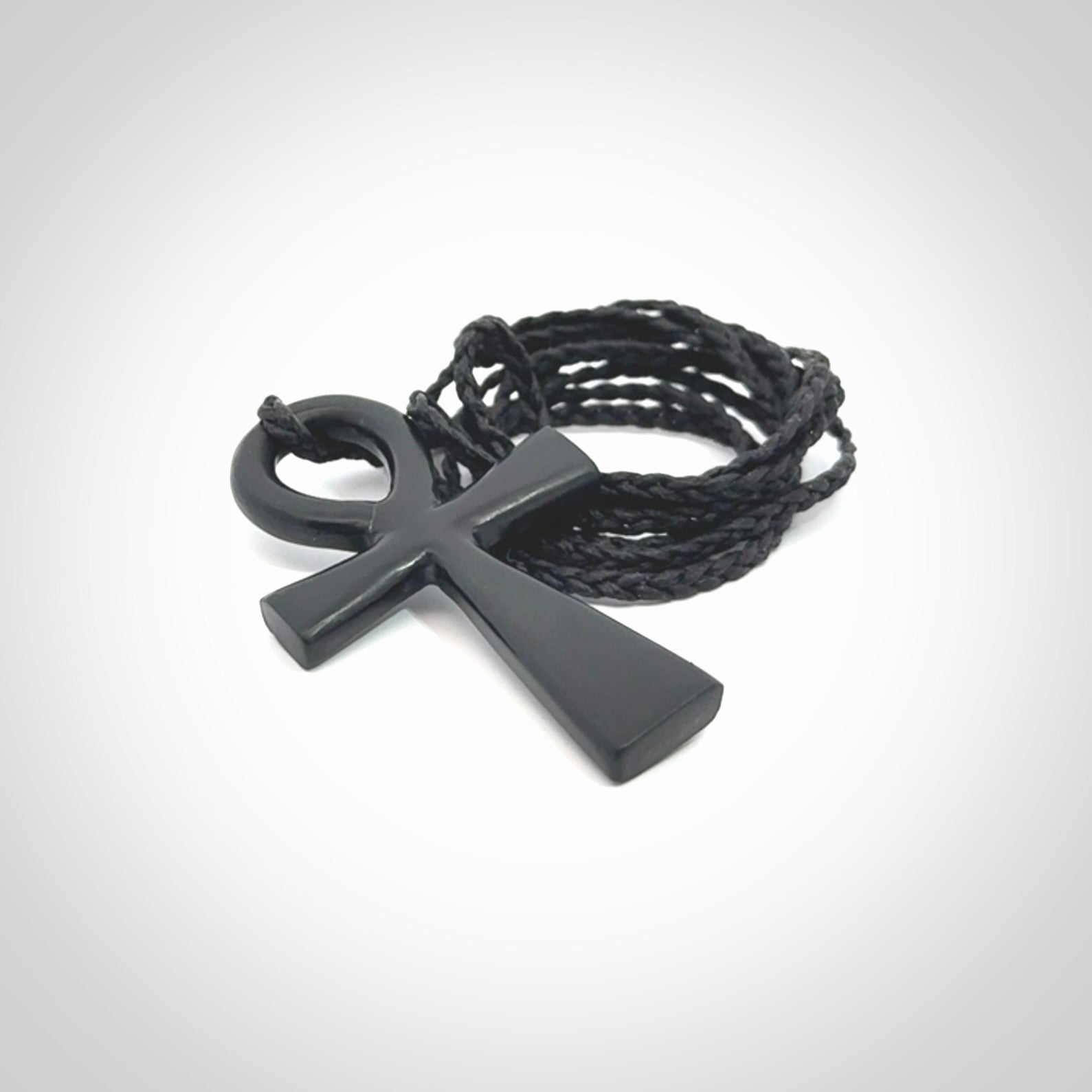 Black jade ankh cross pendant. Handmade jade jewellery made by NZ Pacific and for sale online.