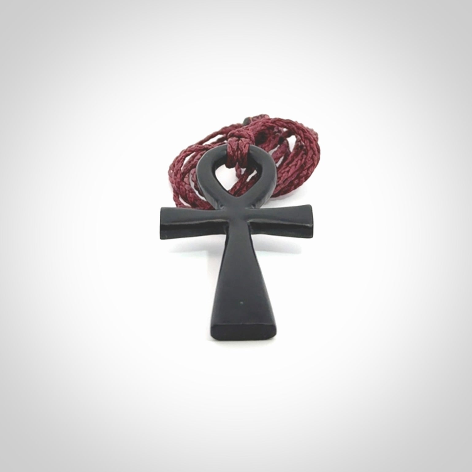 Black jade ankh cross pendant. Handmade jade jewellery made by NZ Pacific and for sale online.