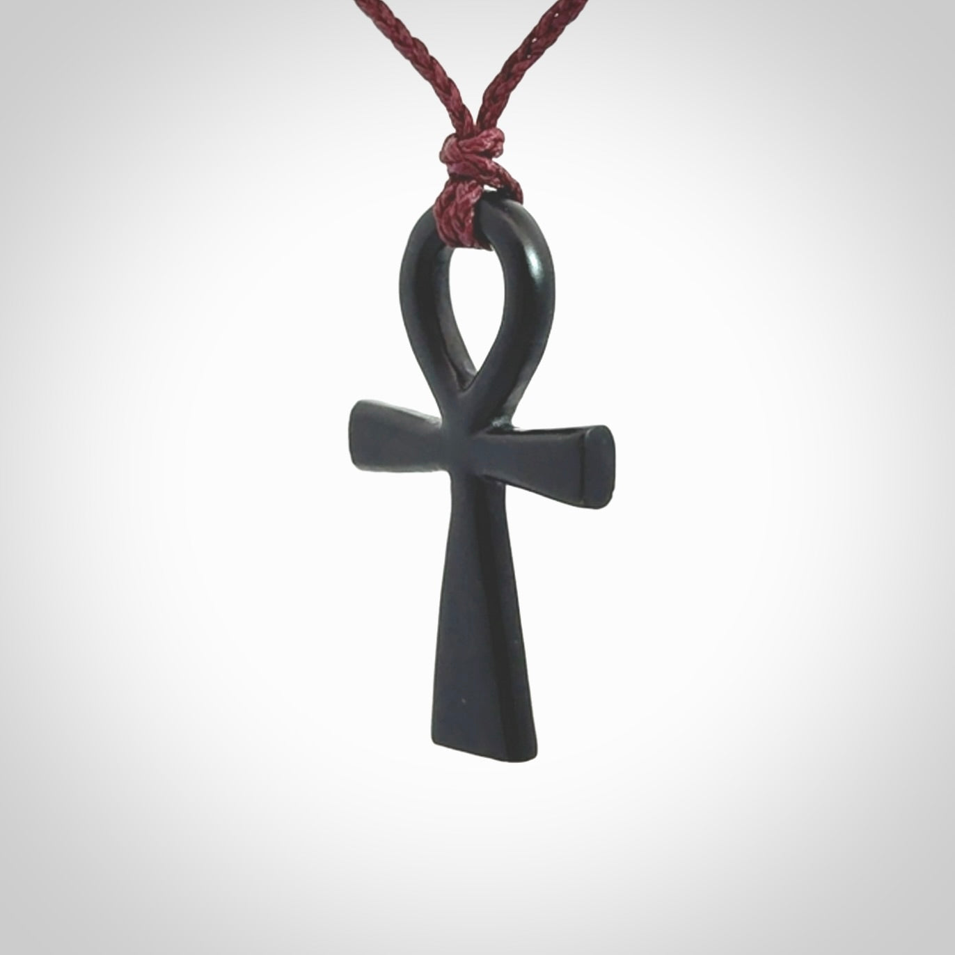 Black jade ankh cross pendant. Handmade jade jewellery made by NZ Pacific and for sale online.