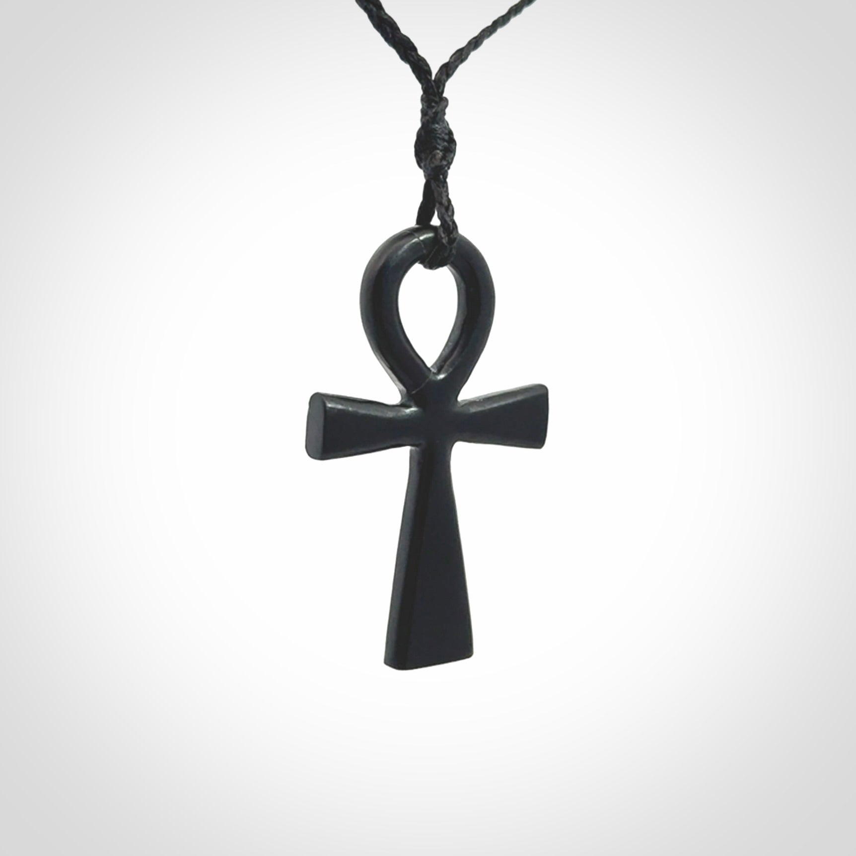 Black jade ankh cross pendant. Handmade jade jewellery made by NZ Pacific and for sale online.