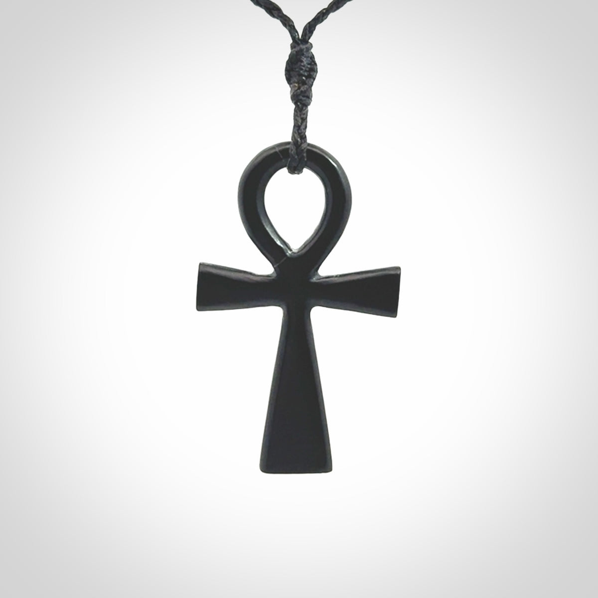 Black jade ankh cross pendant. Handmade jade jewellery made by NZ Pacific and for sale online.